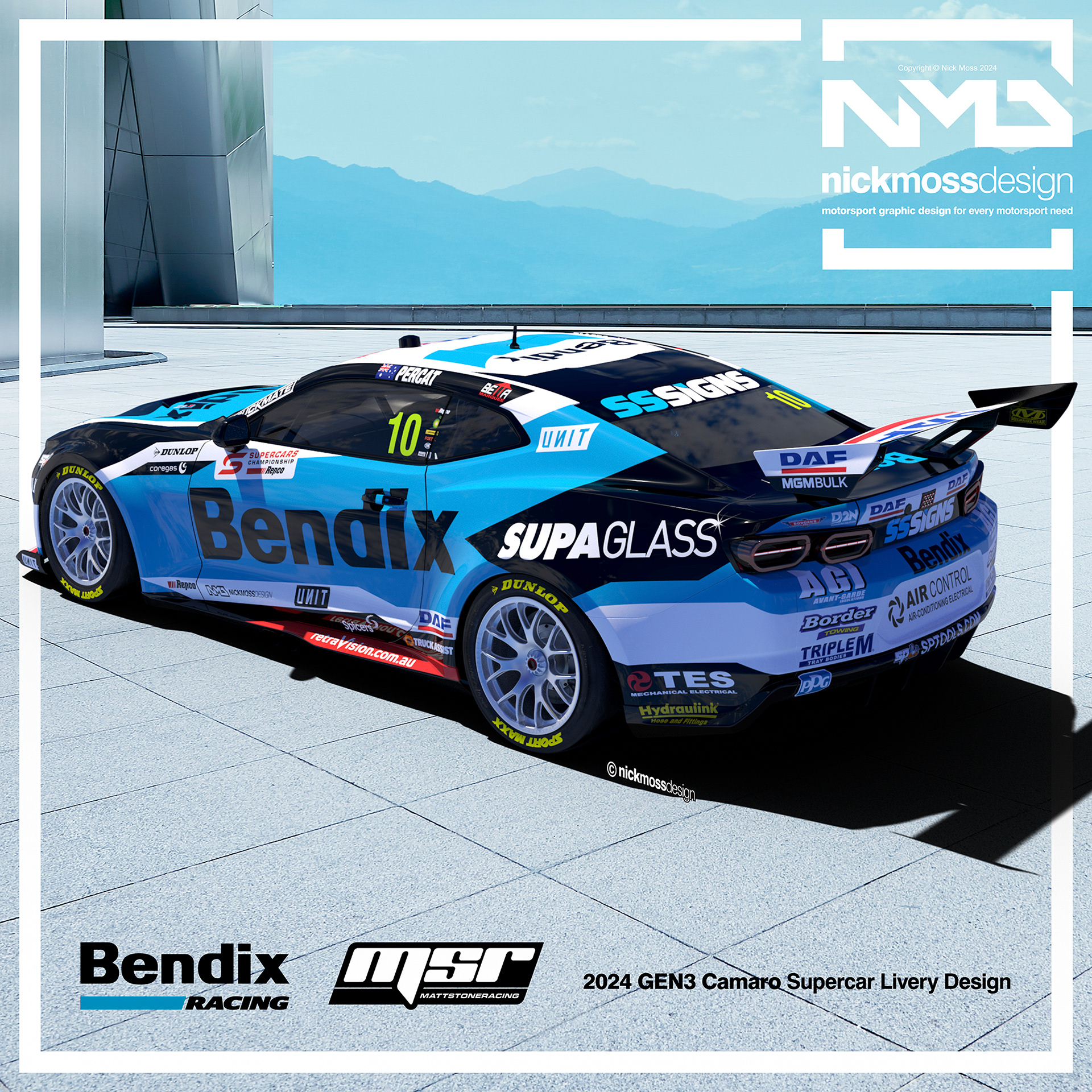 NMD nickmossdesign - 2024 MSR Nick Percat Bendix Supercars Camaro Livery Design
