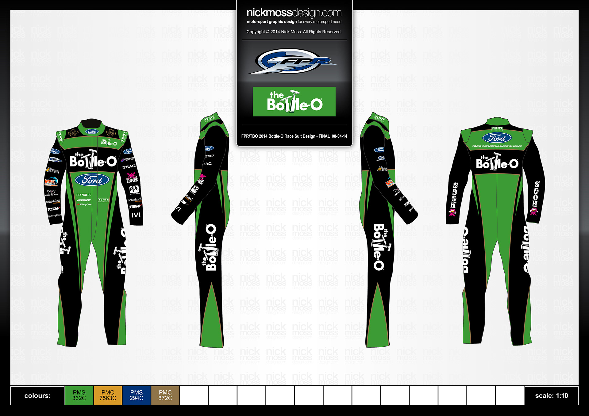 nickmossdesign - 2014 FORD PERFROMANCE RACING (FPR) BOTTLE-O SUPERCARS RACE SUIT DESIGN
