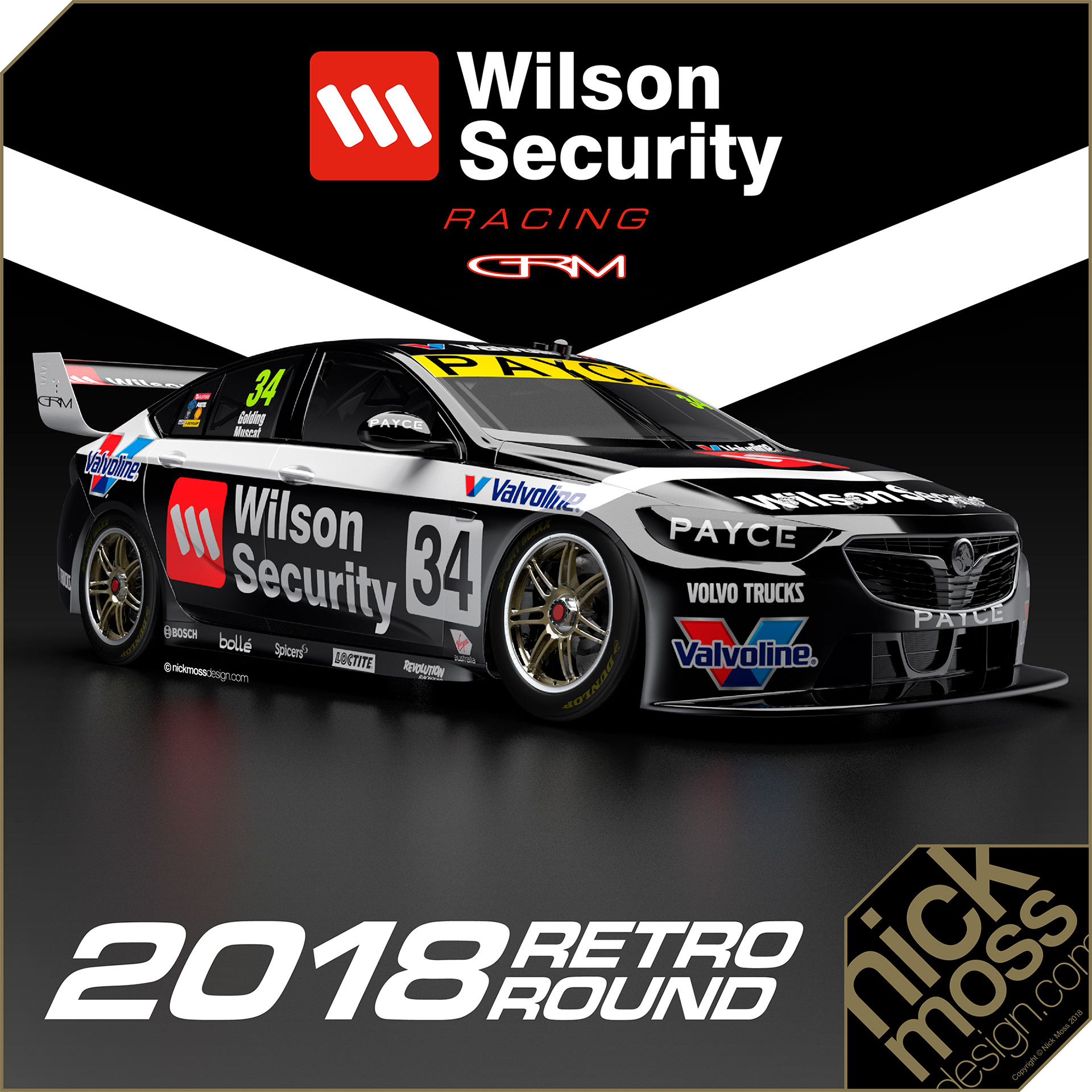 NMD nickmossdesign - 2018 Garry Rogers Motorsport Wilson Security Valvoline ZB Holden Livery Design