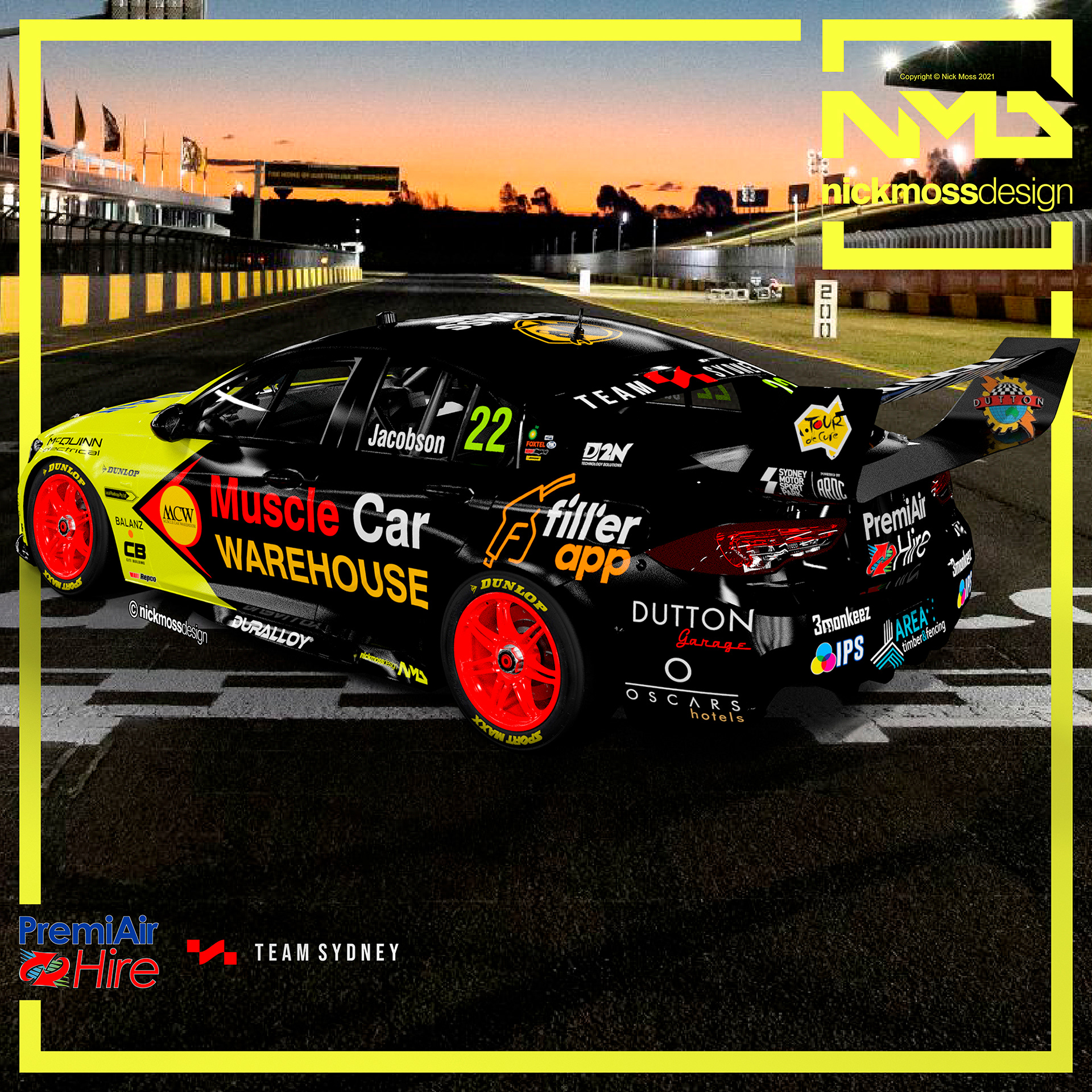 nickmossdesign - 2021 TEAM SYDNEY MCW PremiAir Supercars Livery Design