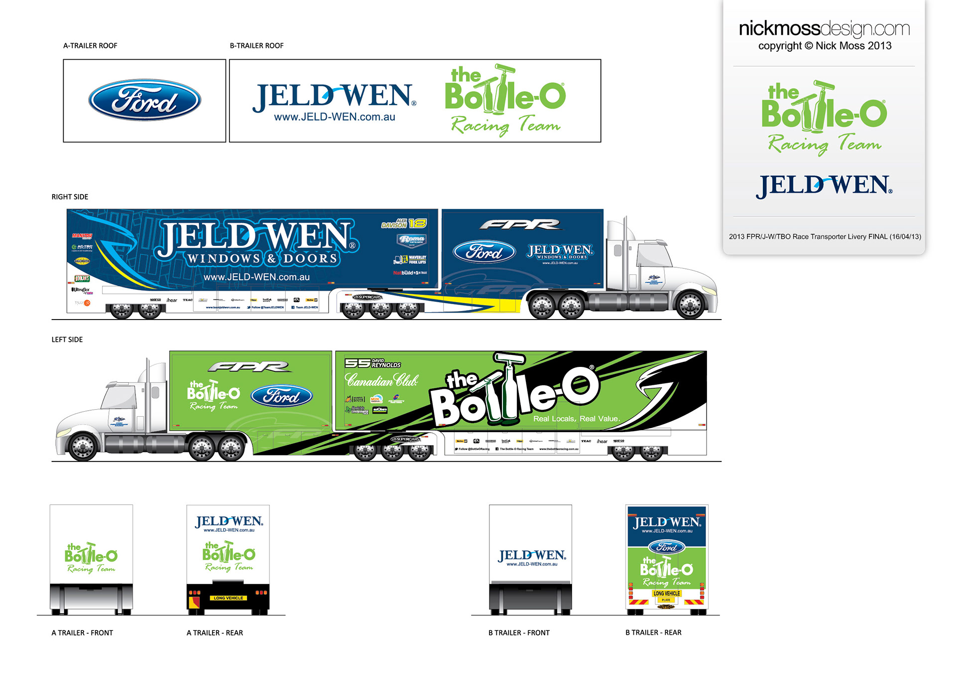 nickmossdesign - 2013 FORD PERFROMANCE RACING (FPR) BOTTLE-O JELD-WEN SUPERCARS TRANSPORTER LIVERY DESIGN