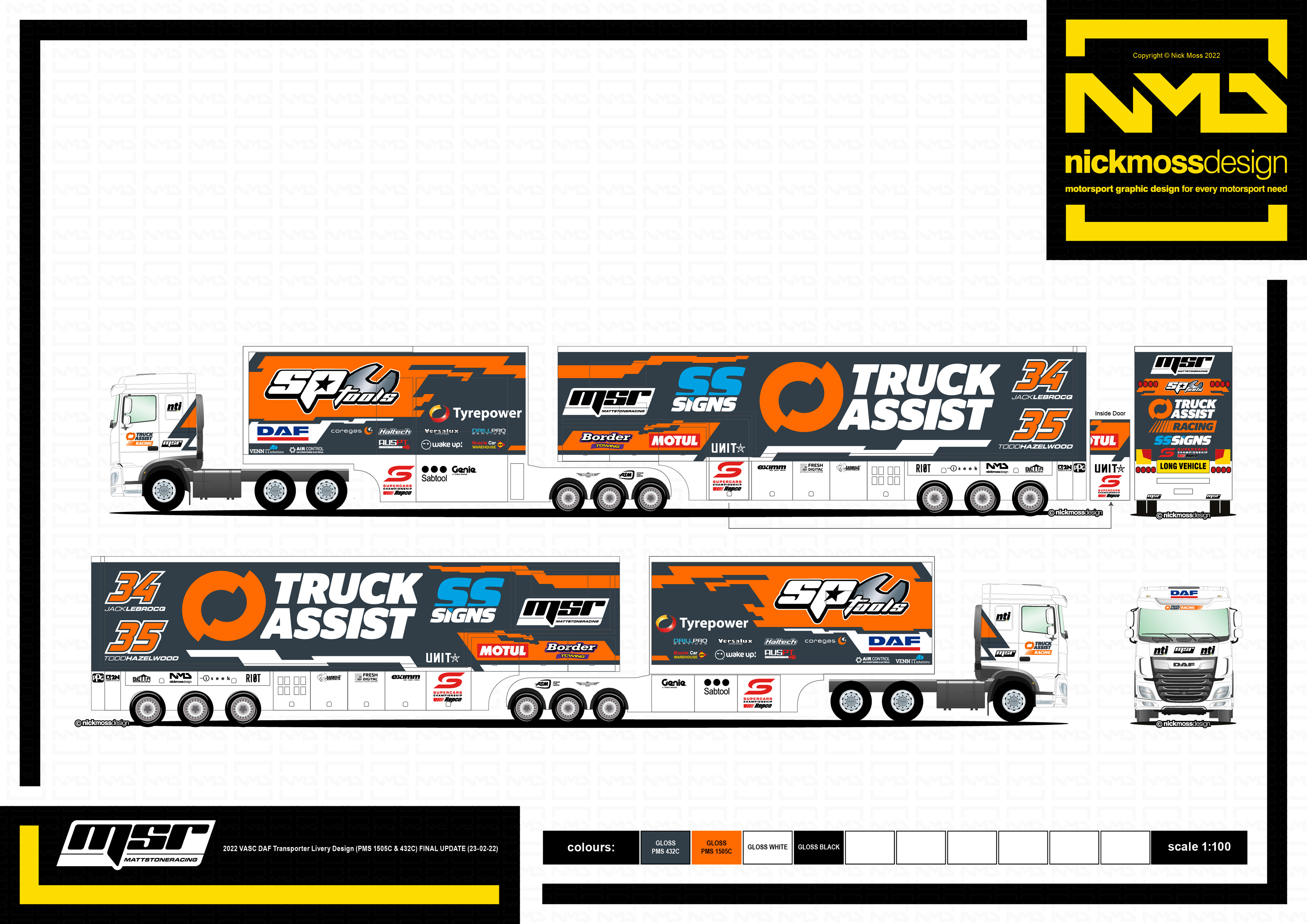 NMD nickmossdesign - 2022 MSR Truck Assist Racing Supercars Transporter Livery Design