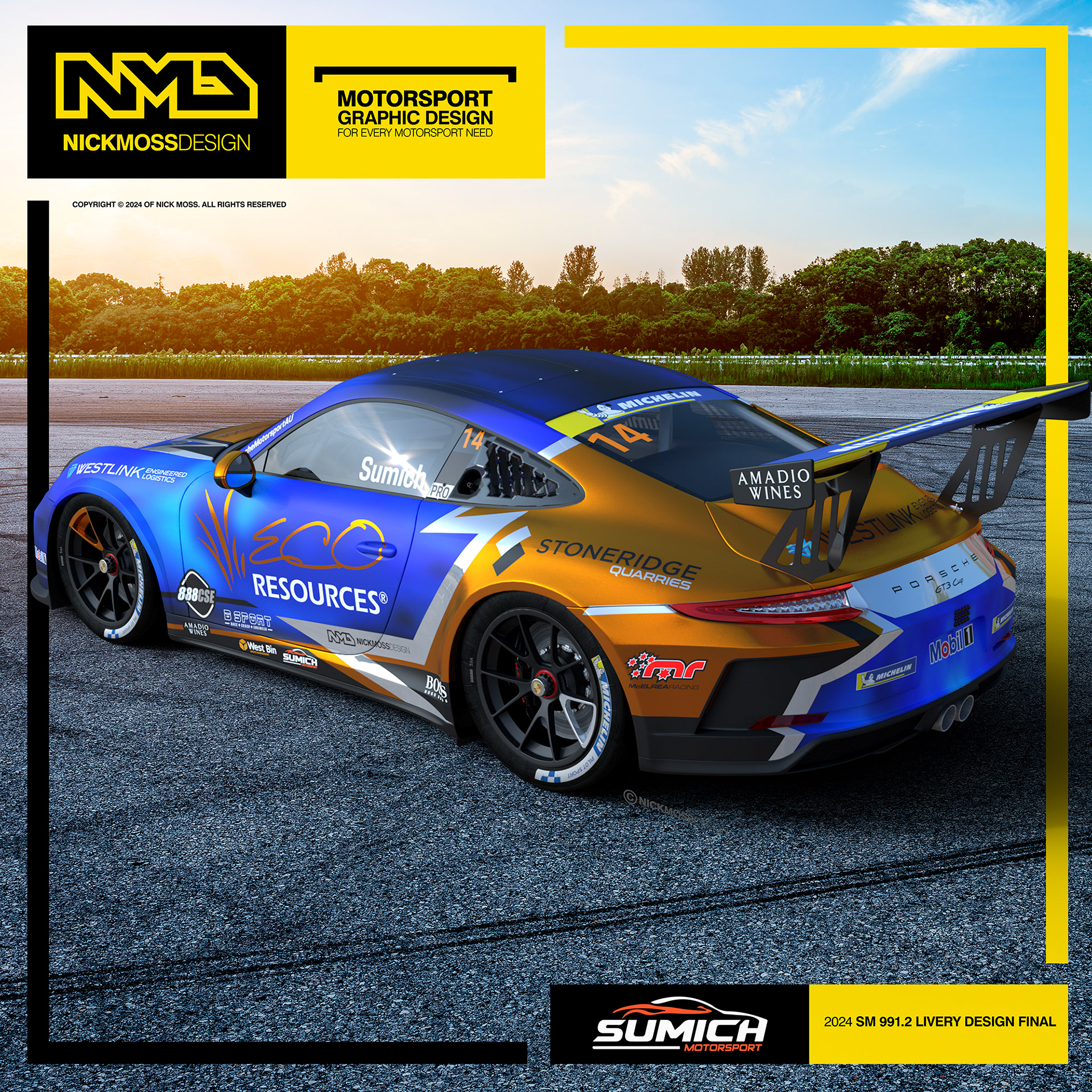 NMD nickmossdesign - 2024 SUMICH MOTORSPORT Porsche Carrera Cup Livery Design