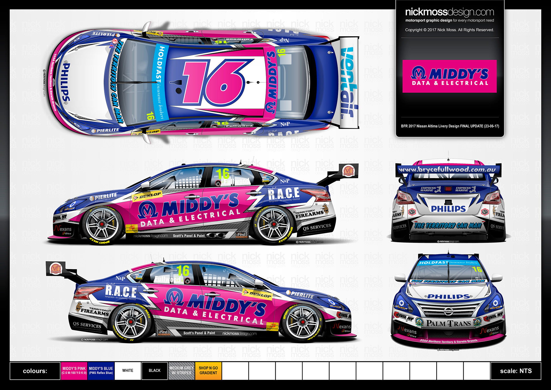 nickmossdesign - 2017 MWM Bryce Fullwood MIDDYS SUPERCARS LIVERY DESIGN