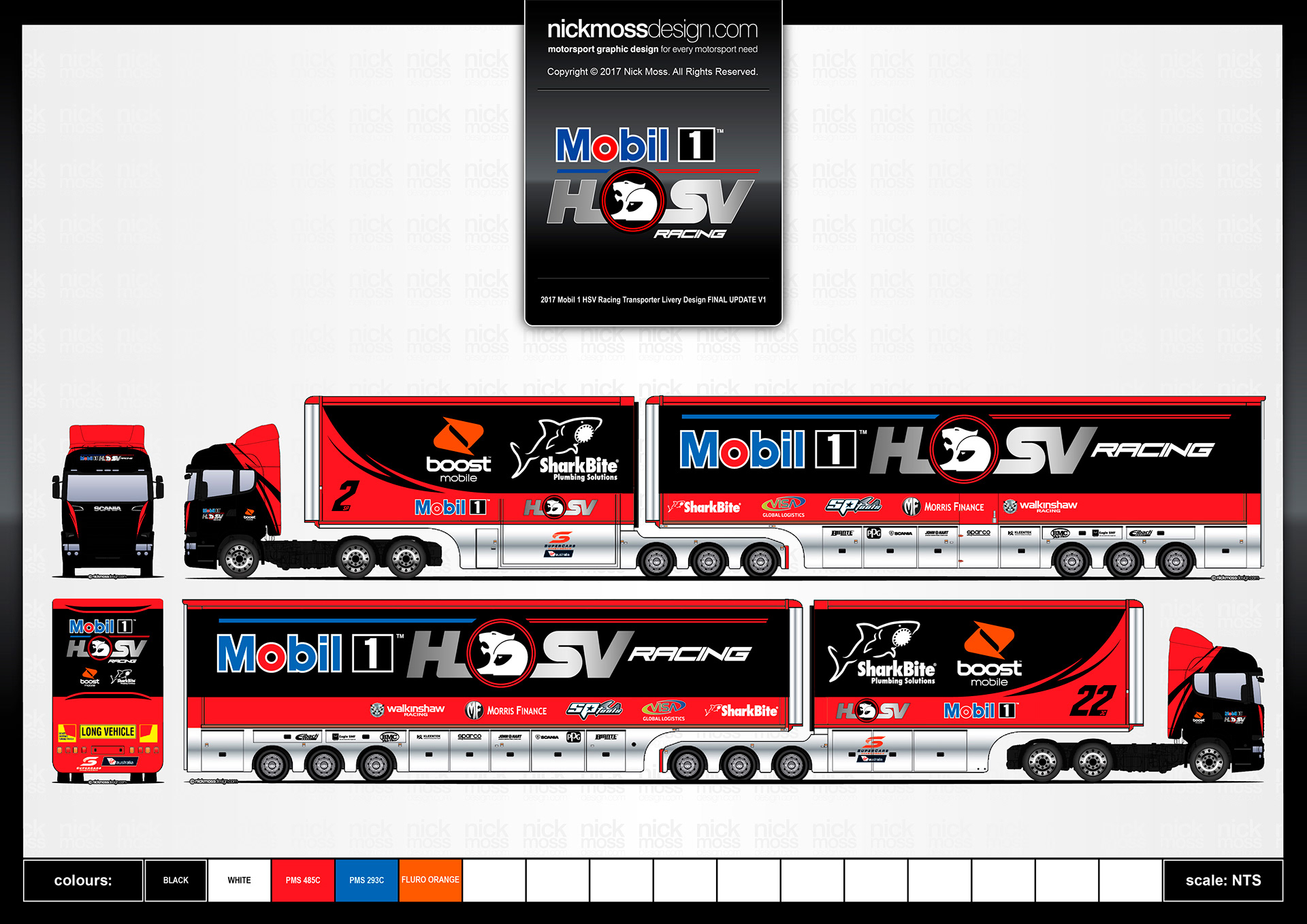 nickmossdesign - 2017 MOBIL 1 HSV RACING SUPERCAR TRANSPORTER LIVERY DESIGN
