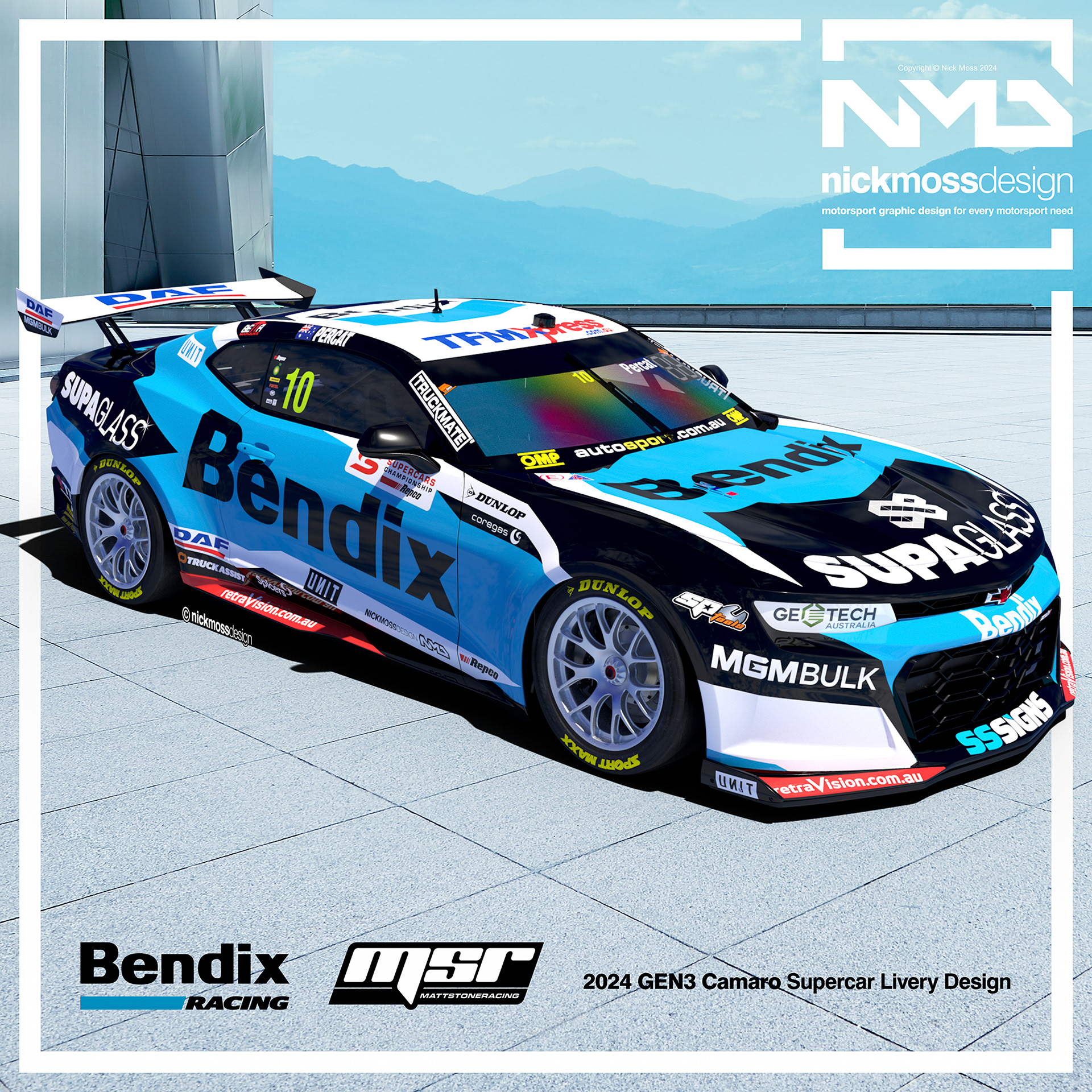 NMD nickmossdesign - 2024 MSR Nick Percat Bendix Supercars Camaro Livery Design