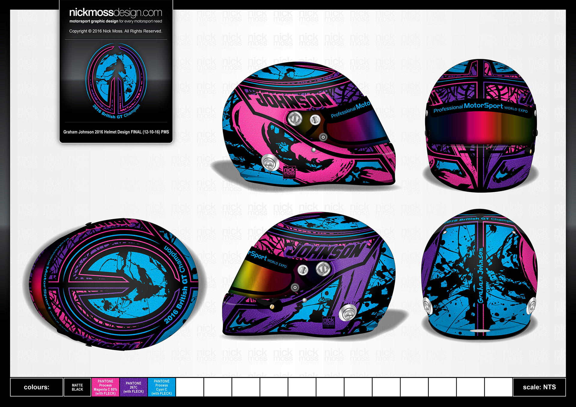 nickmossdesign - 2016 GRAHAM JOHNSON BRITISH GT HELMET LIVERY DESIGN