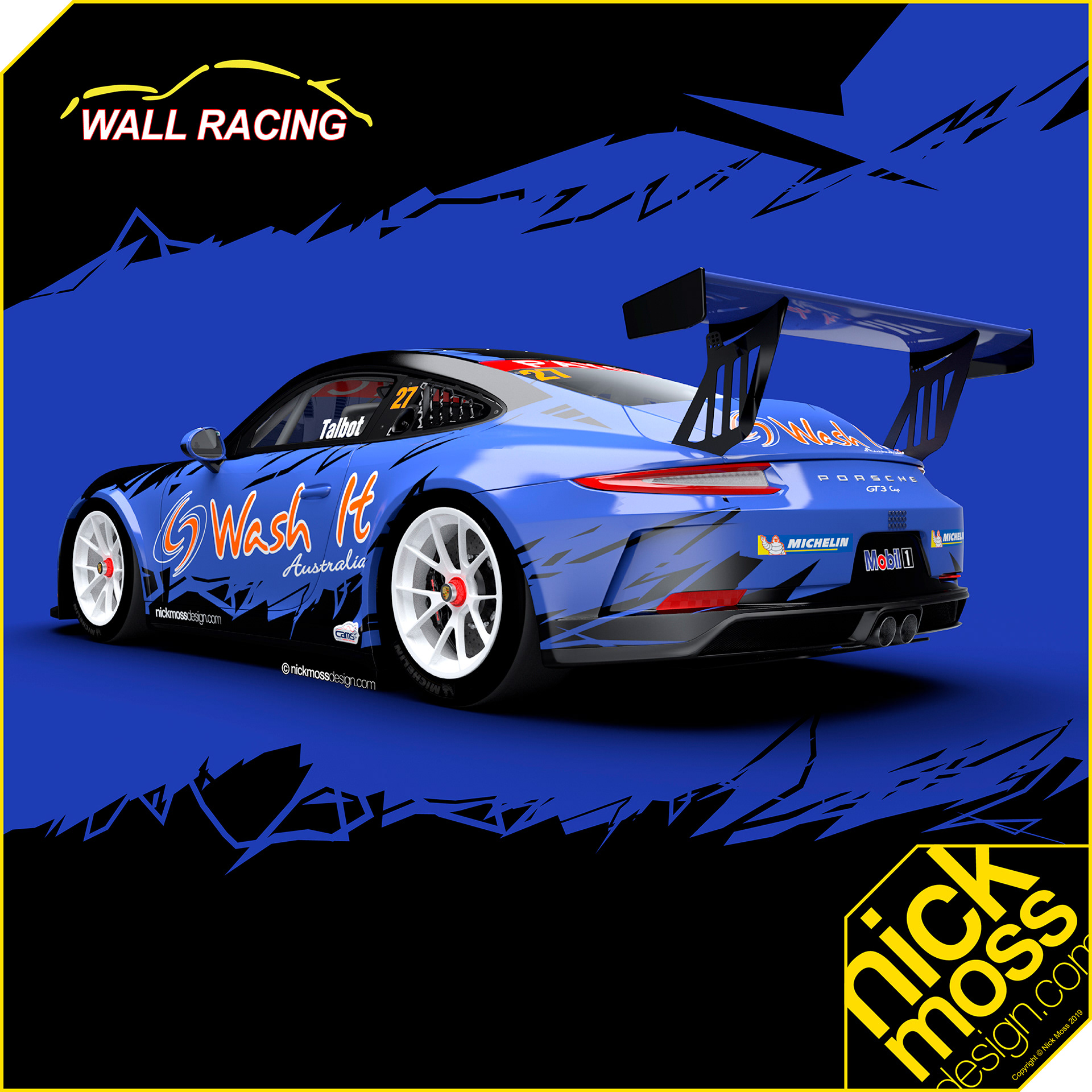 nickmossdesign - 2019 WALL RACING WASH IT Porsche Carrera Cup LIVERY DESIGN