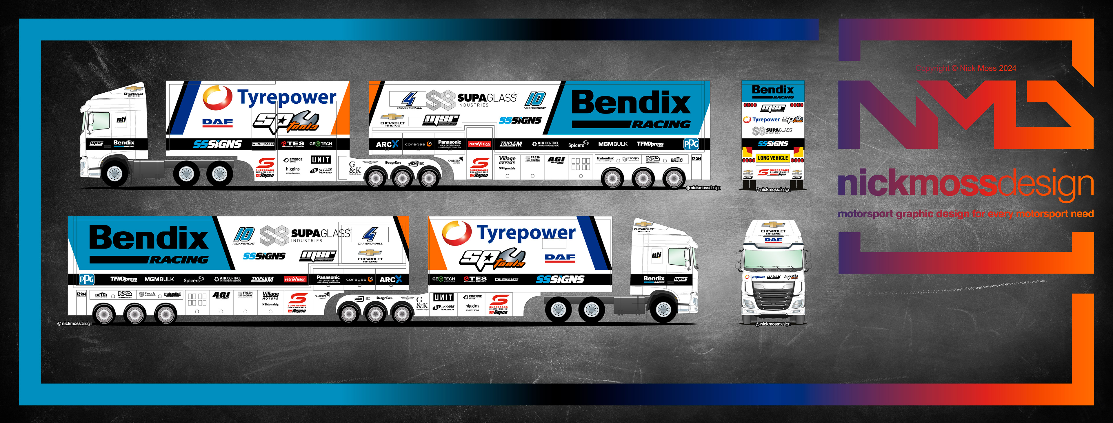 NMD nickmossdesign - 2024 MSR Bendix Tyrepower SP Supaglass Supercars Transporter Livery Design