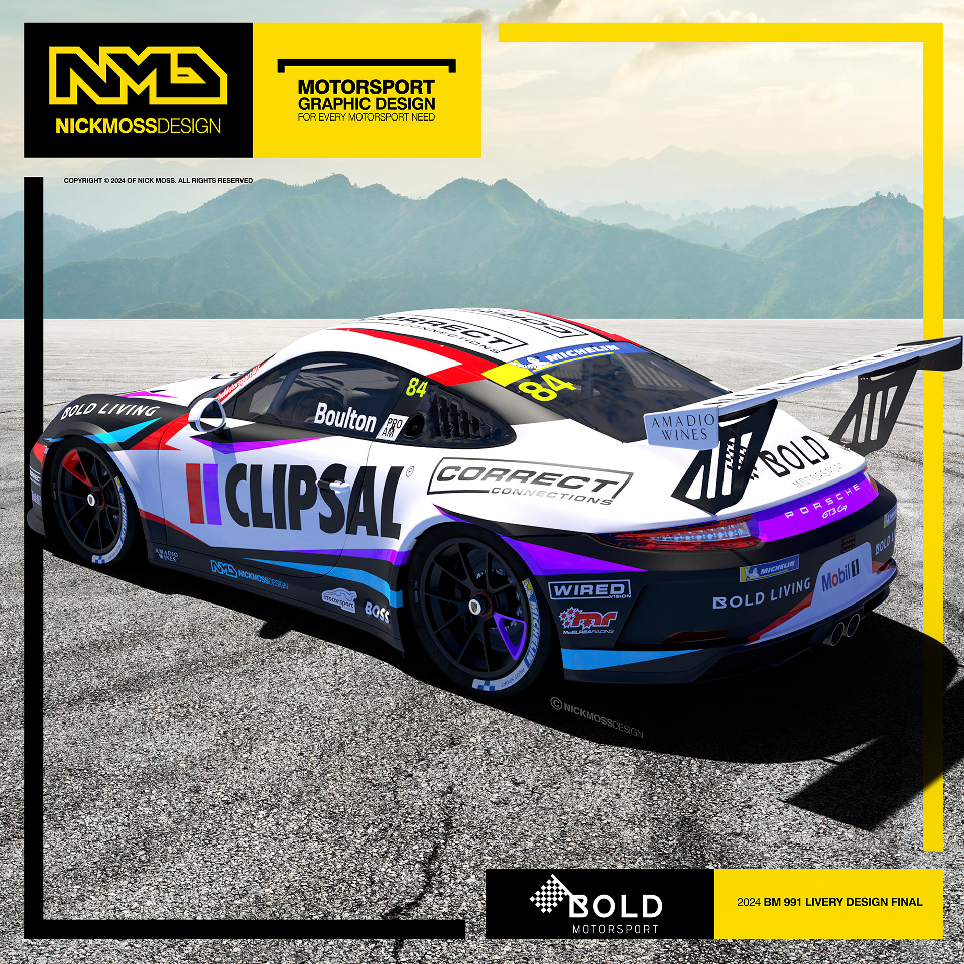 NMD nickmossdesign - 2024 BOLD MOTORSPORT Porsche Carrera Cup Challenge Livery Design