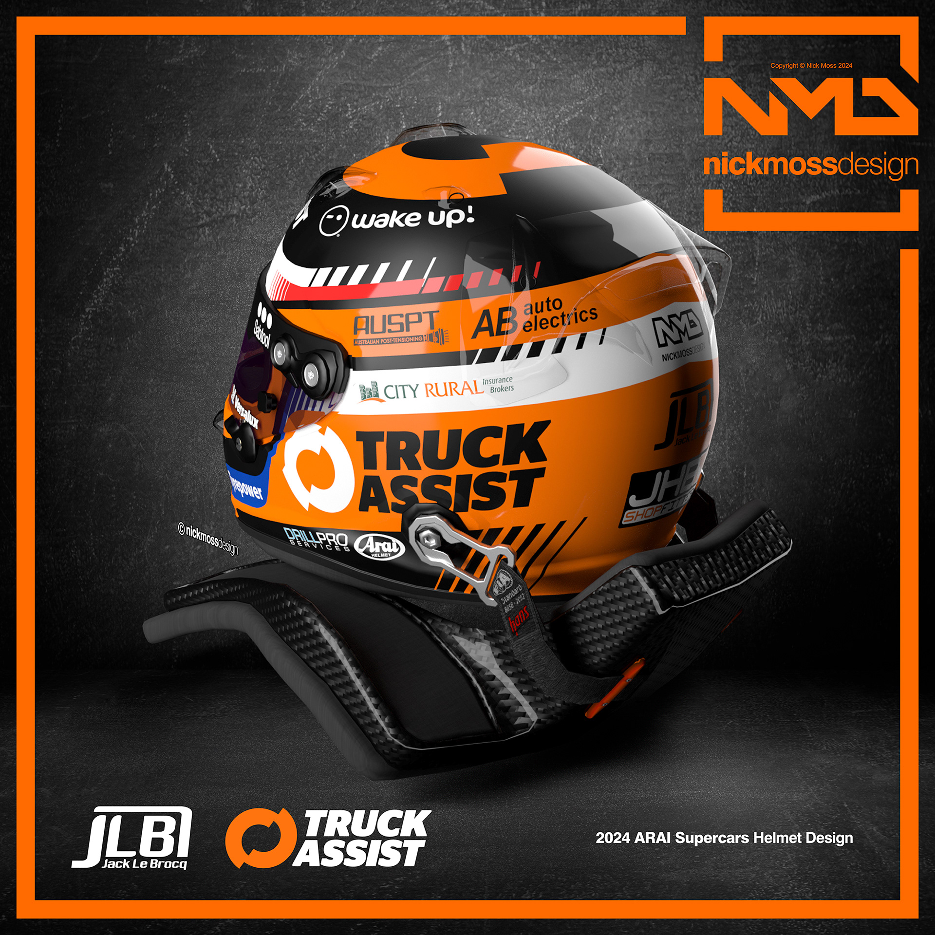 NMD nickmossdesign - 2024 Jack Le Brocq Truck Assist Arai Supercars Helmet Design