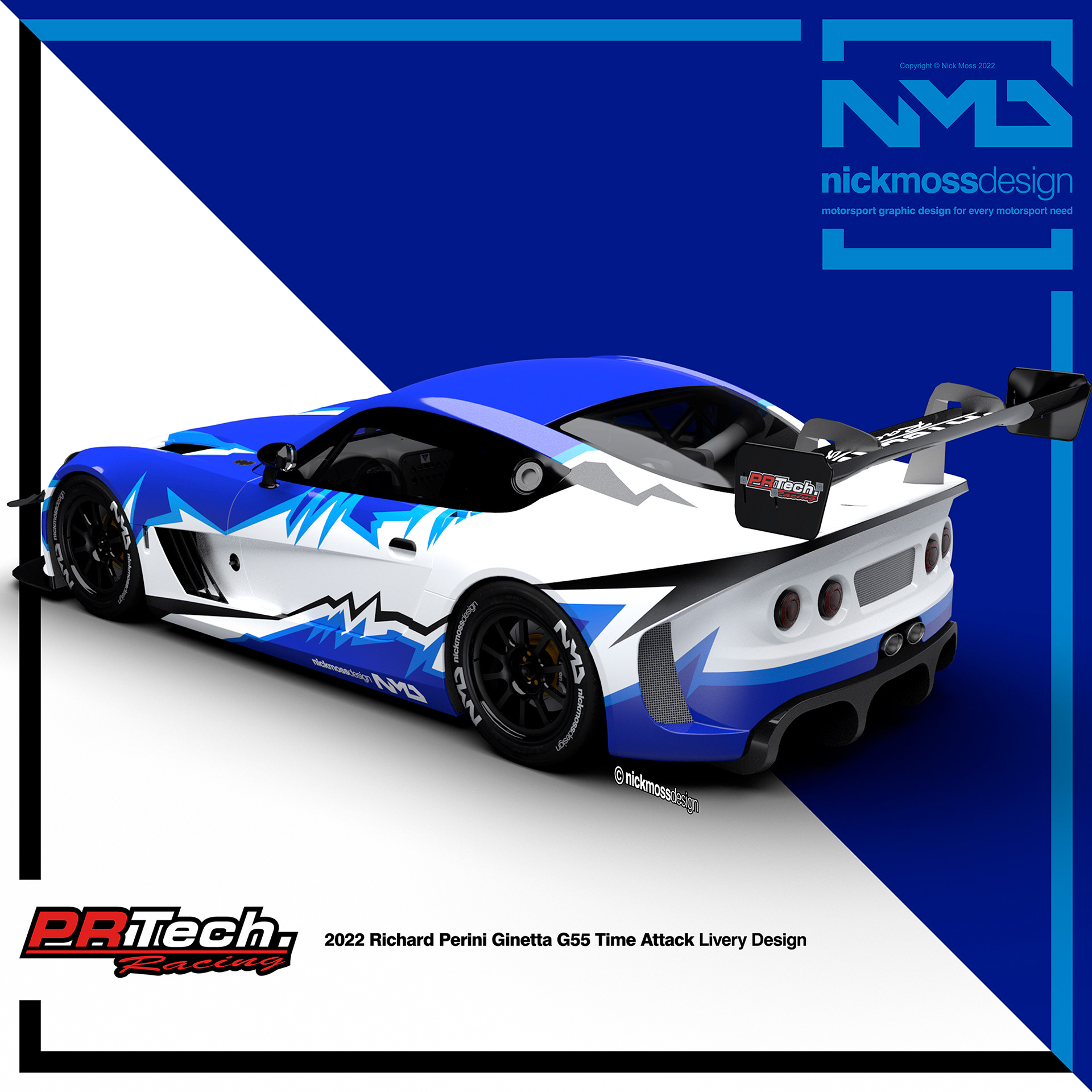 NMD nickmossdesign.com - 2022 PR Technology Richard Perini G55 Ginetta Time Attack Livery Design