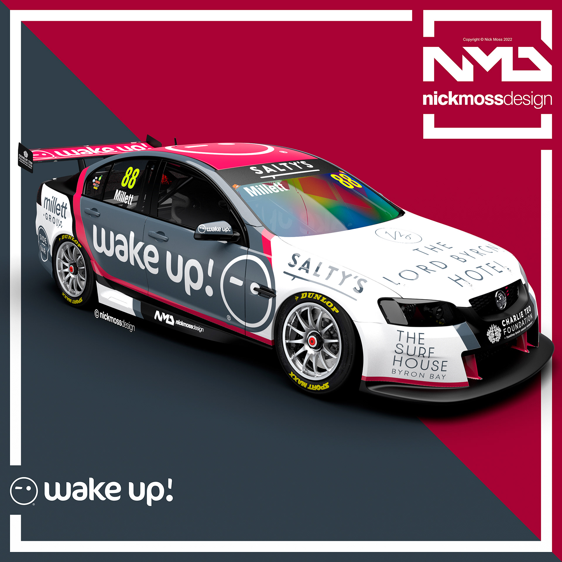 NMD nickmossdesign - 2022 Wake Up Hostels VE Supercar Livery Design