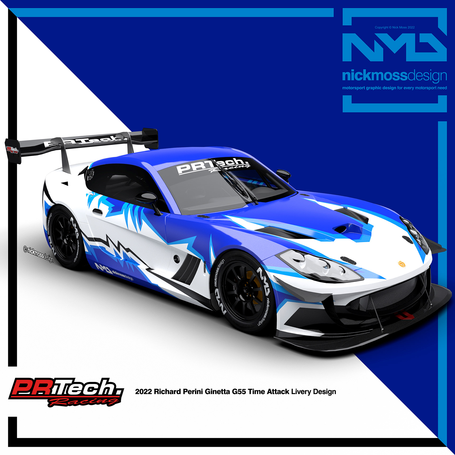 NMD nickmossdesign.com - 2022 PR Technology Richard Perini G55 Ginetta Time Attack Livery Design
