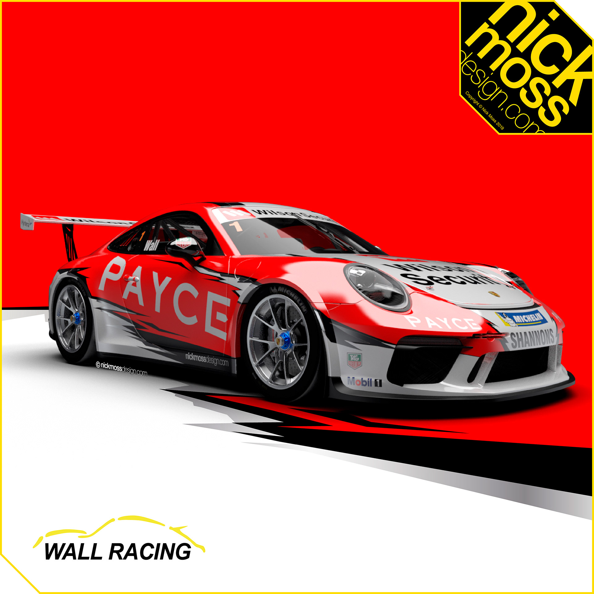 nickmossdesign - 2018 WALL RACING PAYCE Porsche Carrera Cup LIVERY DESIGN