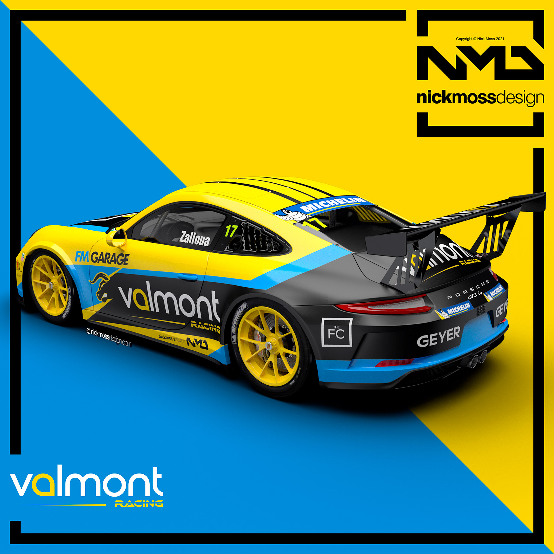 nickmossdesign - 2021 VALMONT RACING PORSCHE CARRERA CUP CHALLENGE LIVERY DESIGN