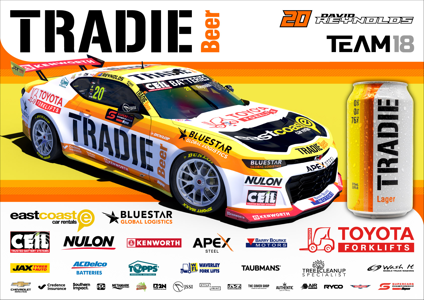 NMD nickmossdesign - 2024 TEAM 18 Supercars Camaro Poster Design