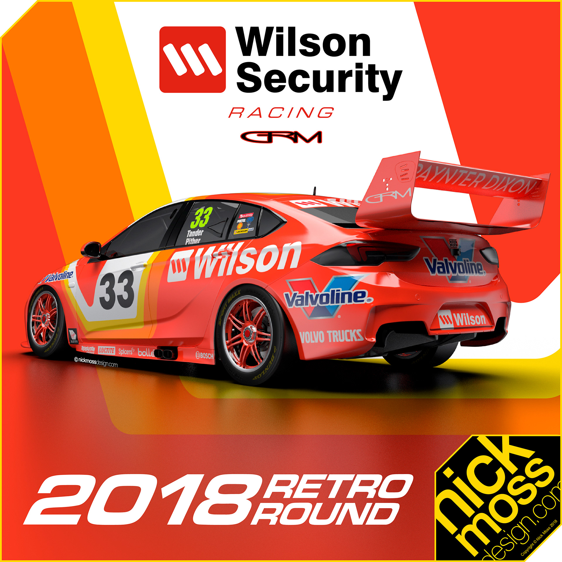 NMD nickmossdesign - 2018 Garry Rogers Motorsport Wilson Security Valvoline ZB Holden Livery Design