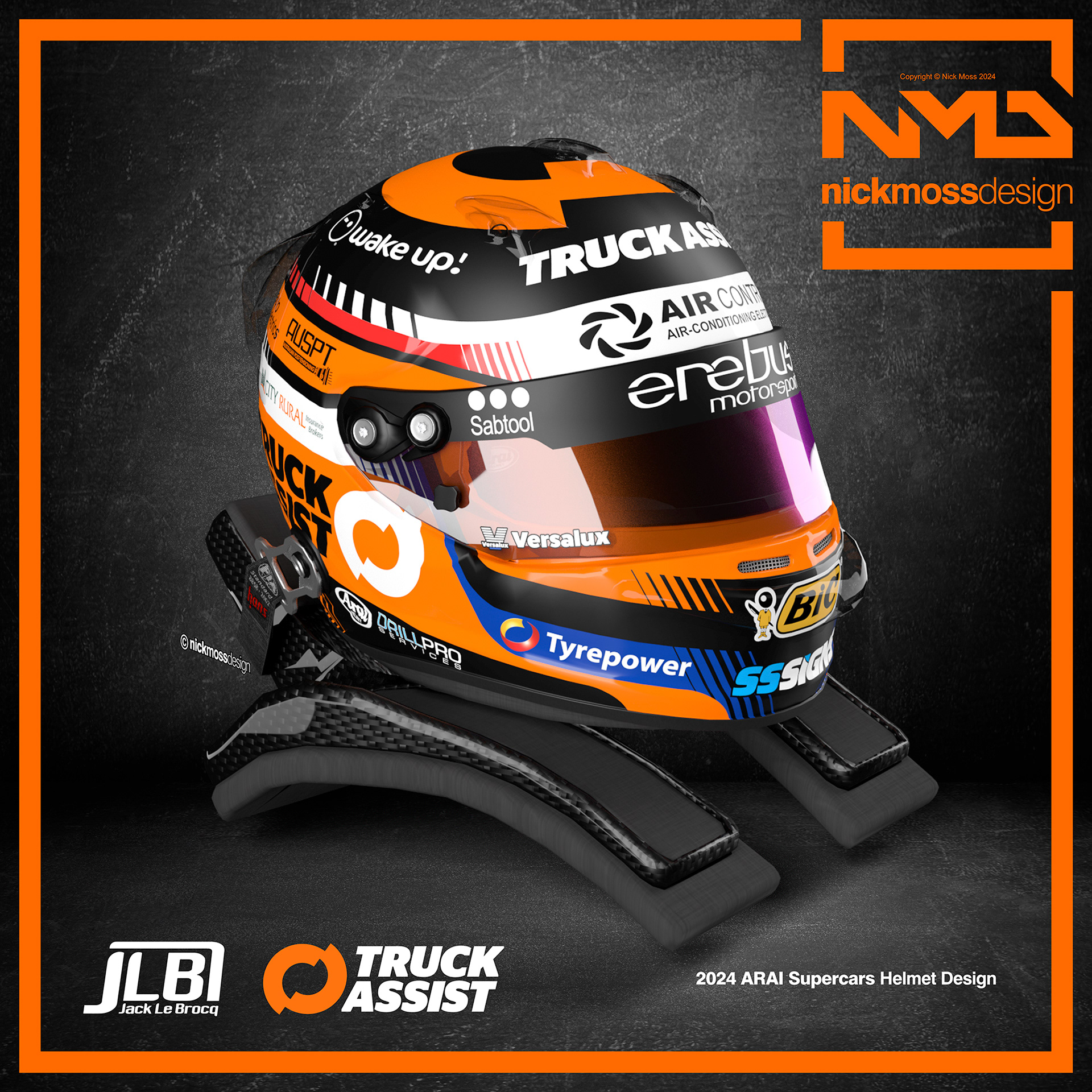 NMD nickmossdesign - 2024 Jack Le Brocq Truck Assist Arai Supercars Helmet Design