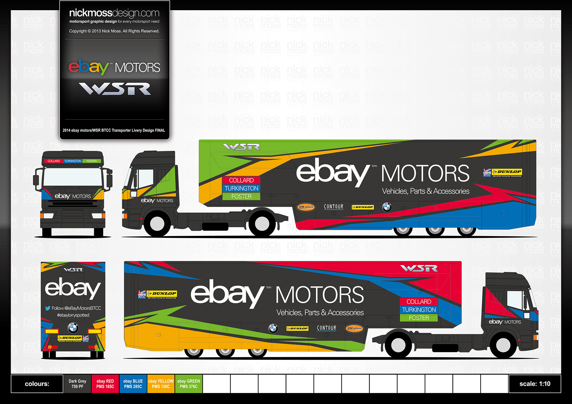 nickmossdesign - 2014 WEST SURREY RACING BMW EBAY MOTORS BTCC TRANSPORTER LIVERY DESIGN