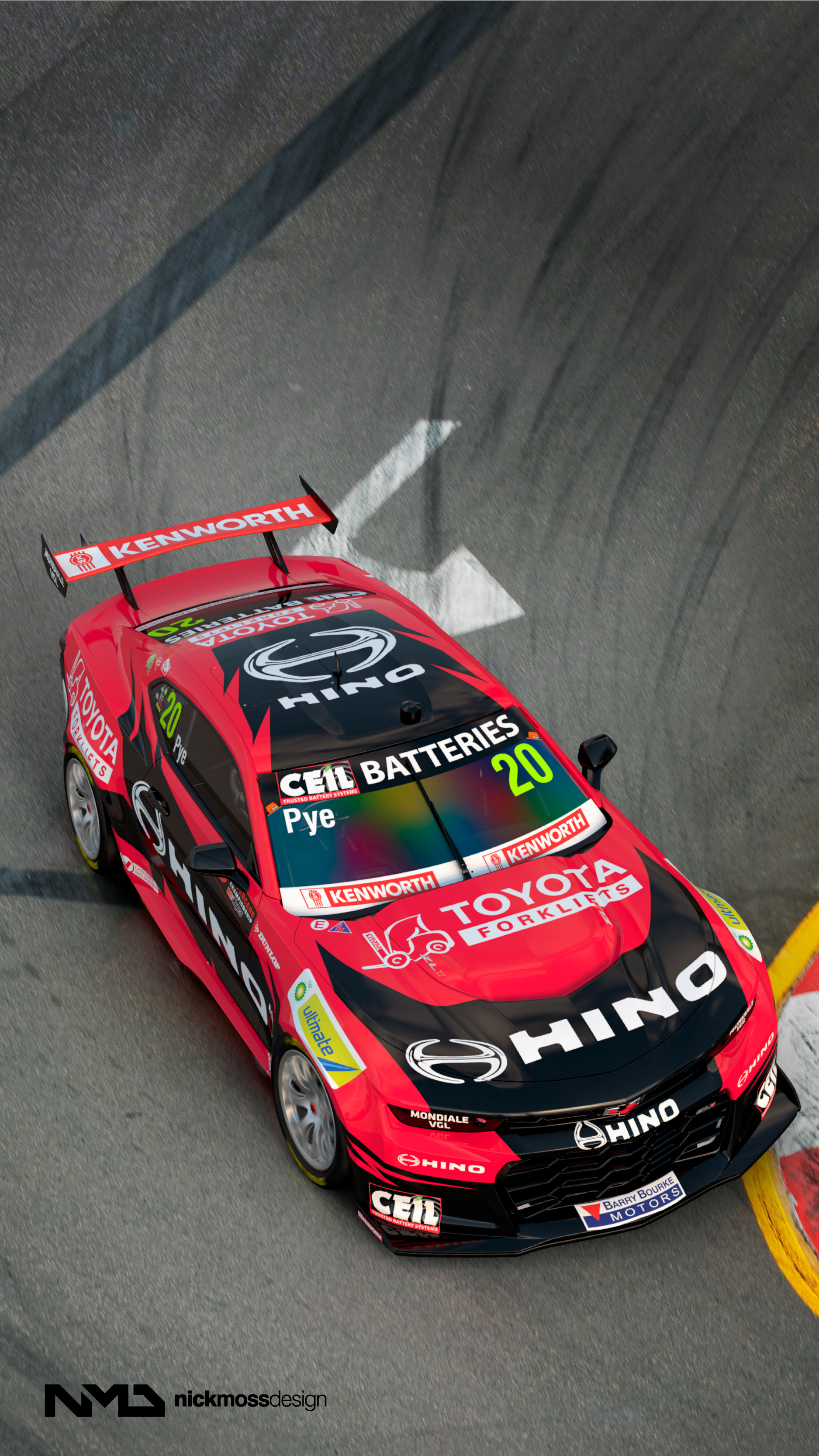 NMD nickmossdesign  - 2023 TEAM18 HINO & TMHA GEN3 Camaro Supercars Livery Design