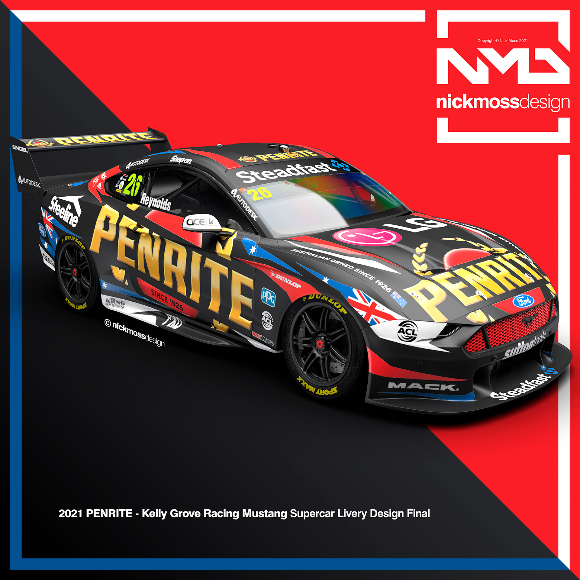 nickmossdesign - 2021 PENRITE Racing David Reynolds Supercars Livery Design