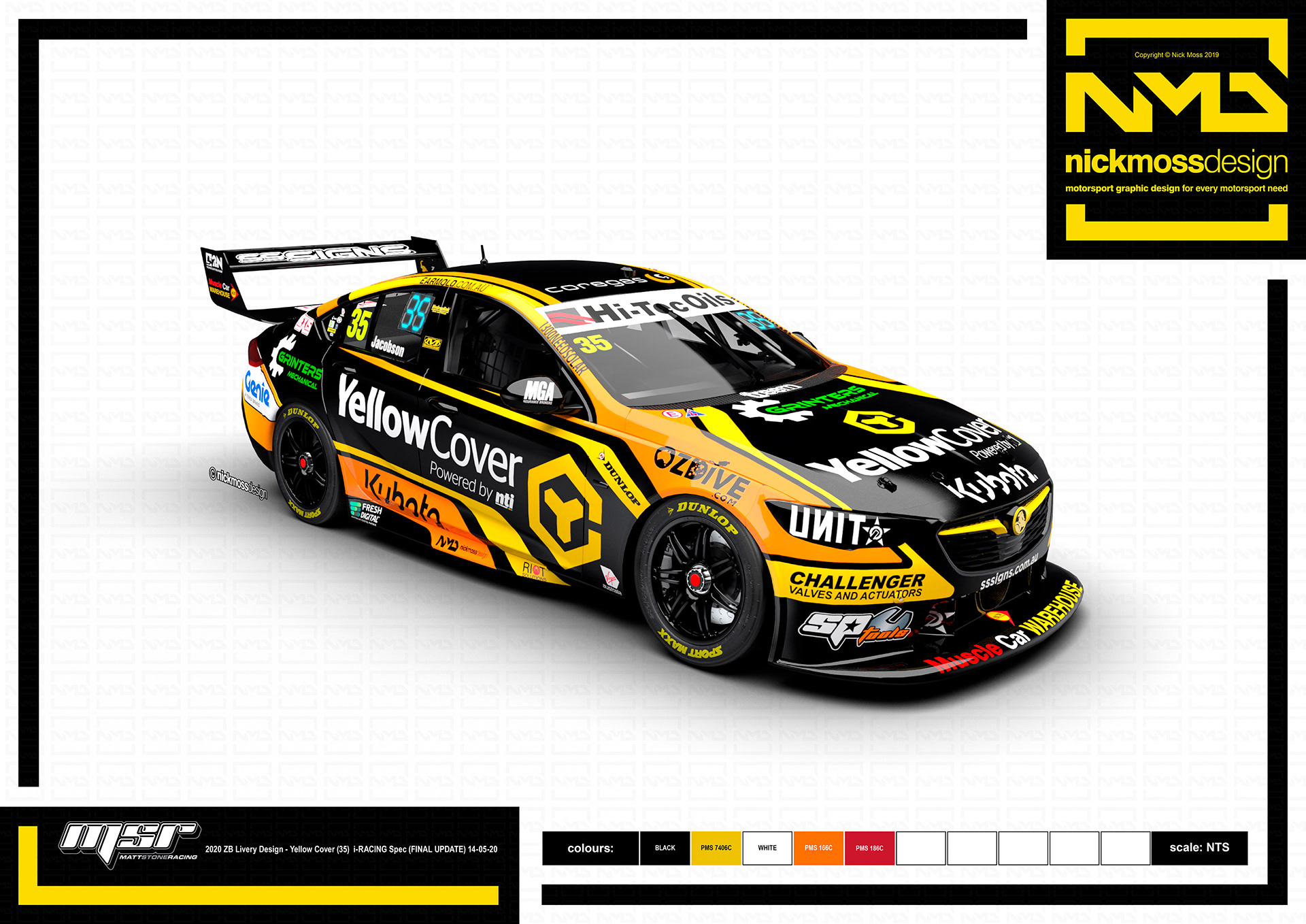 nickmossdesign - 2020 MATT STONE RACING YELLOW COVER SUPERCARS LIVERY DESIGN