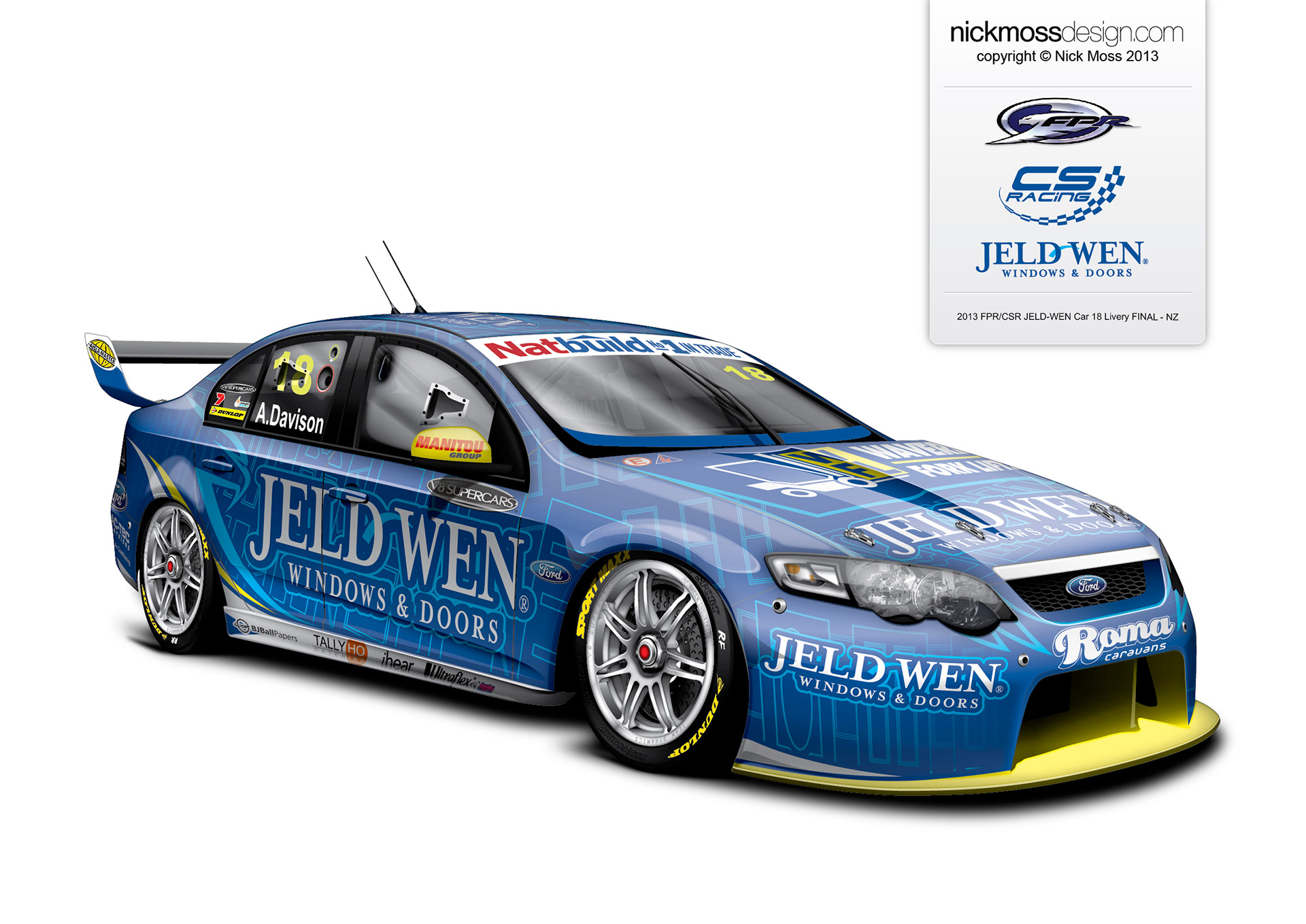 nickmossdesign - 2013 FORD PERFROMANCE RACING (FPR) JELDWEN SUPERCARS LIVERY DESIGN