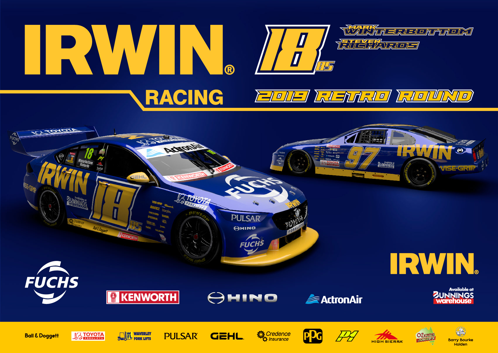 nickmossdesign - 2019 IRWIN RACING RETRO SUPERCARS POSTER DESIGN