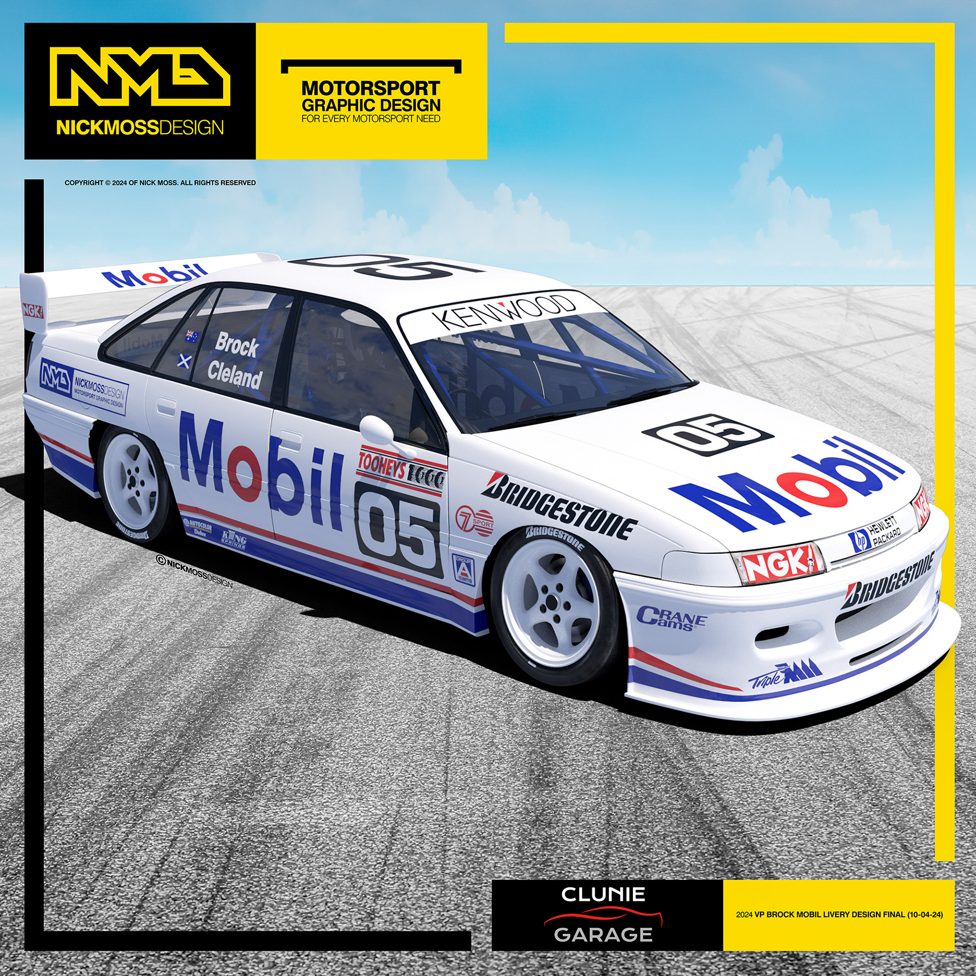 NMD nickmossdesign - 2024 CLUNIE GARAGE Peter Brock VP Mobil Supercar Livery Design