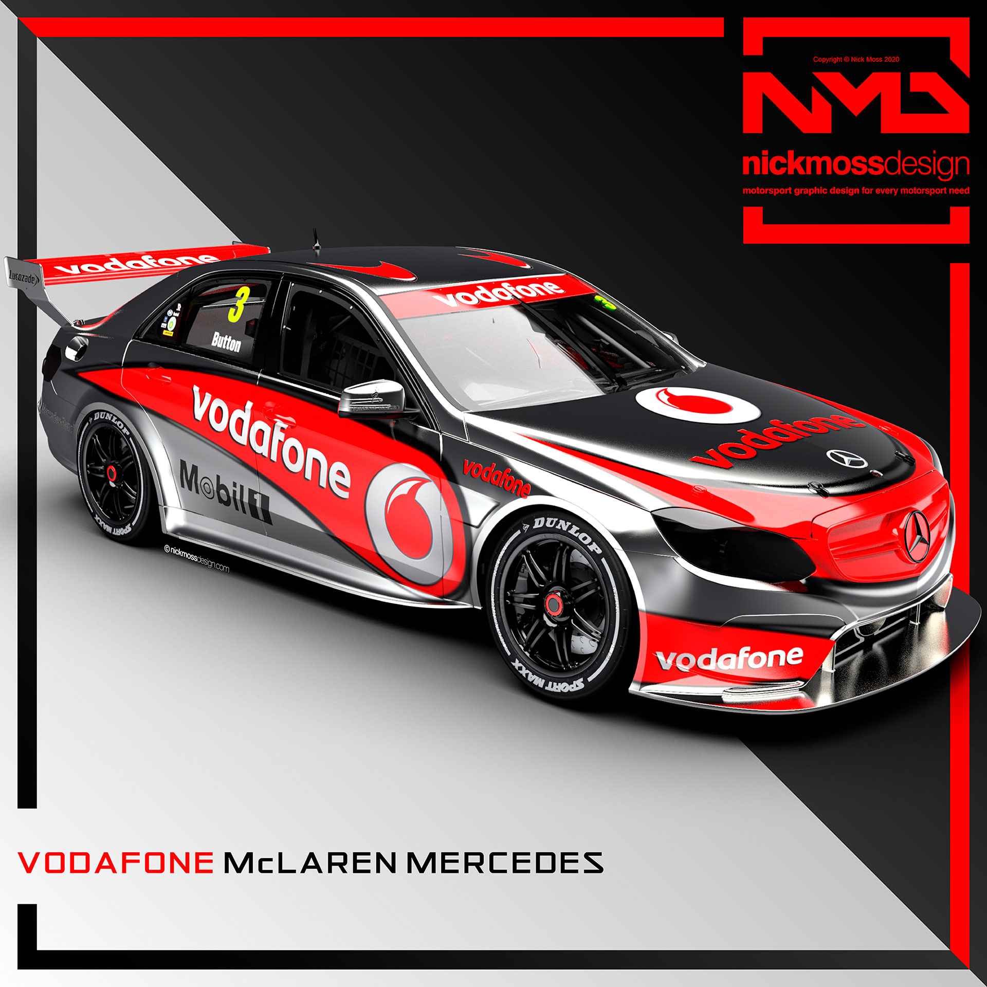 NMD nickmossdesign - Vodafone McLaren Mercedes F1 Supercars Tribute Livery Design
