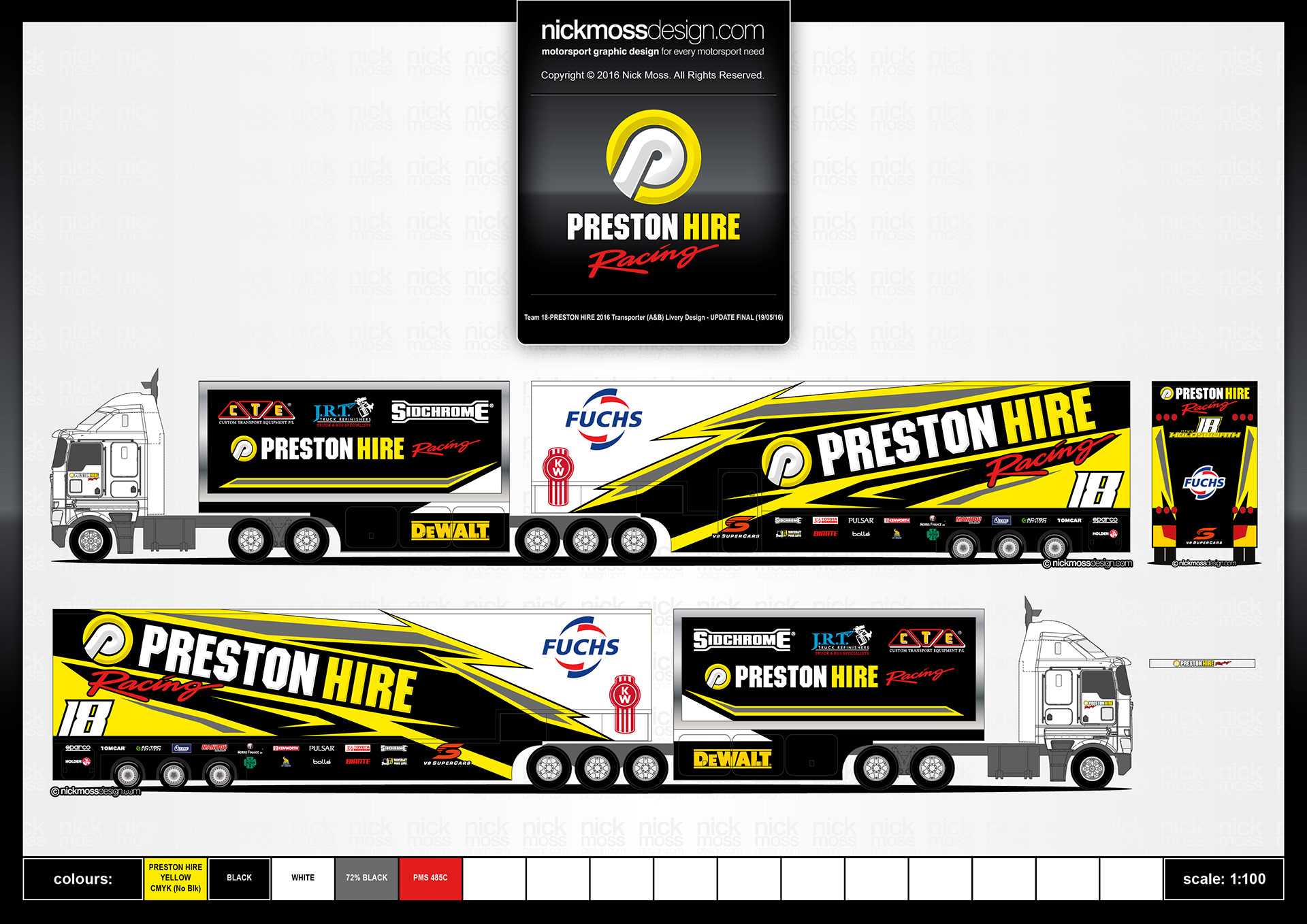 nickmossdesign - 2016 PRESTON HIRE RACING SUPERCARS TRANSPORTER LIVERY DESIGN