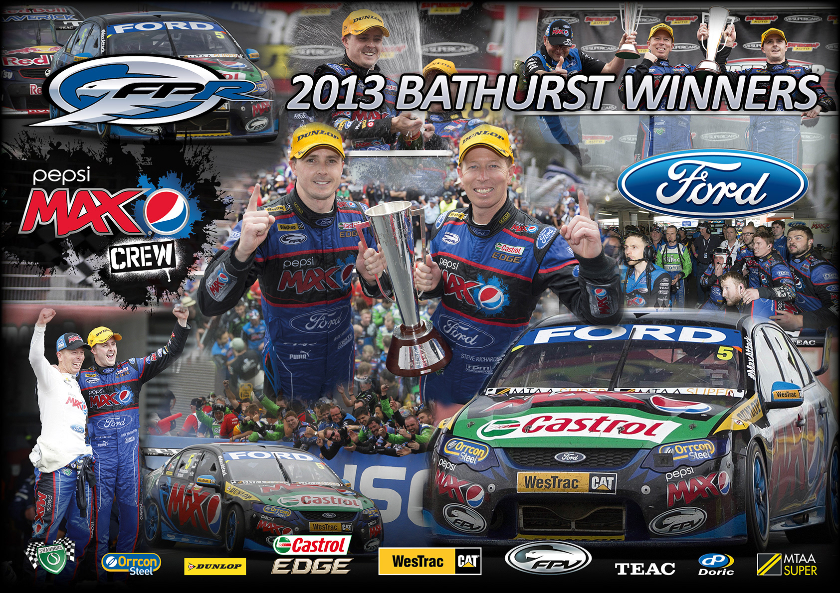 nickmossdesign - 2013 FORD PERFROMANCE RACING (FPR) PEPSI MAX BATHURST WINNERS SUPERCARS POSTERDESIGN
