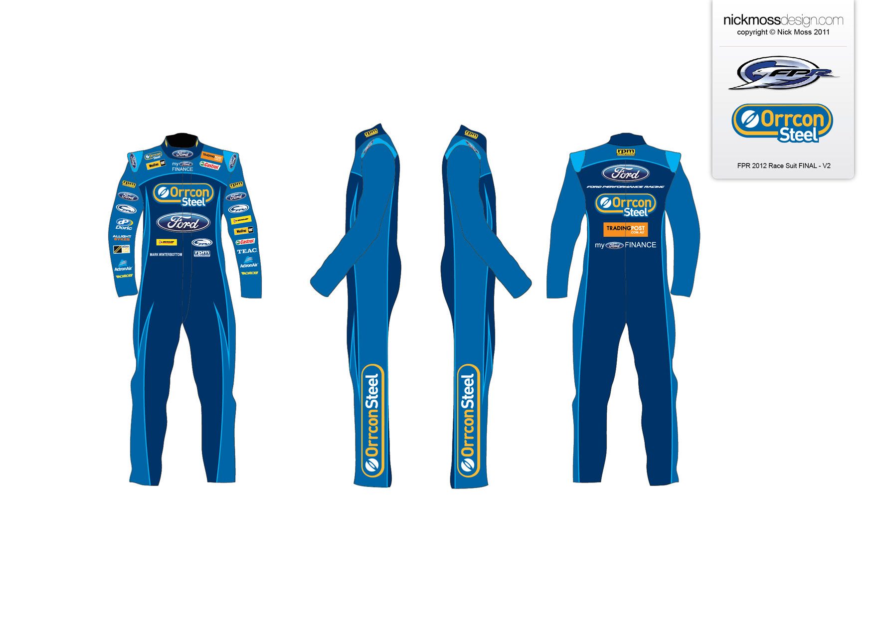 nickmossdesign - 2012 FORD PERFROMANCE RACING (FPR) ORRCON SUPERCARS RACE SUIT DESIGN