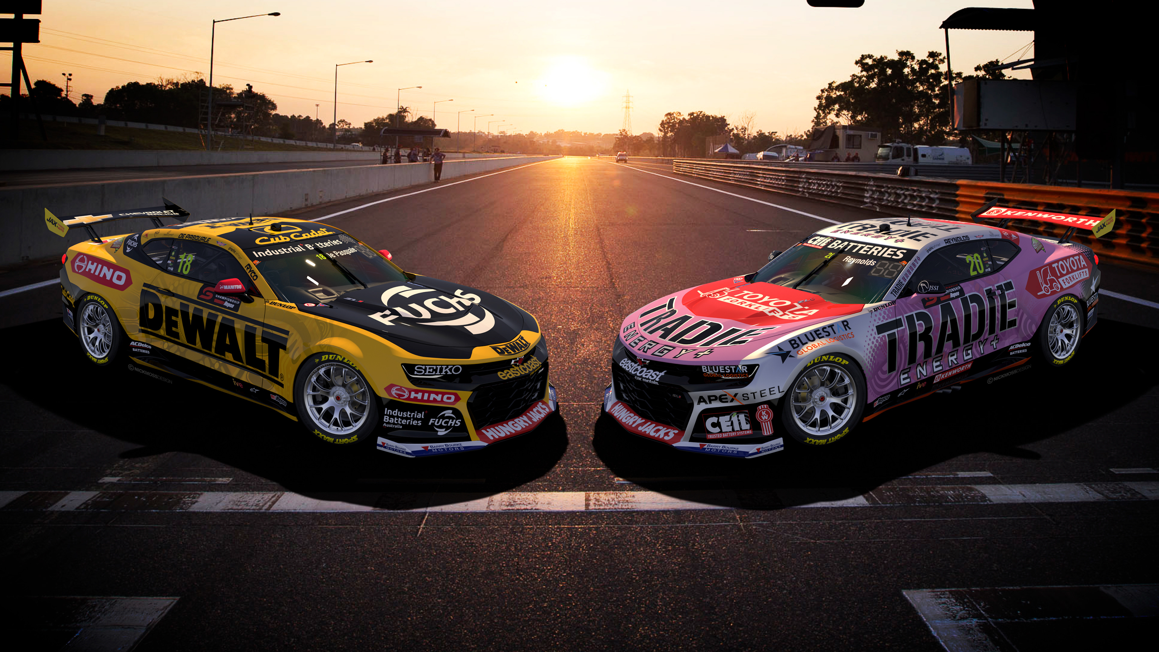 NMD nickmossdesign - 2025 TEAM18 DEWALT & TRADIE ENERGY Supercars Darwin Livery Launch Renders