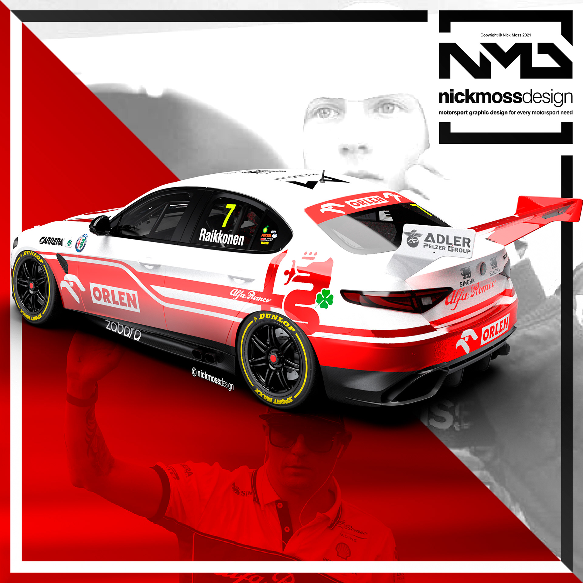 NMD nickmossdesign - Kimi Raikonnen ALFA F1 Supercars Tribute Livery Design