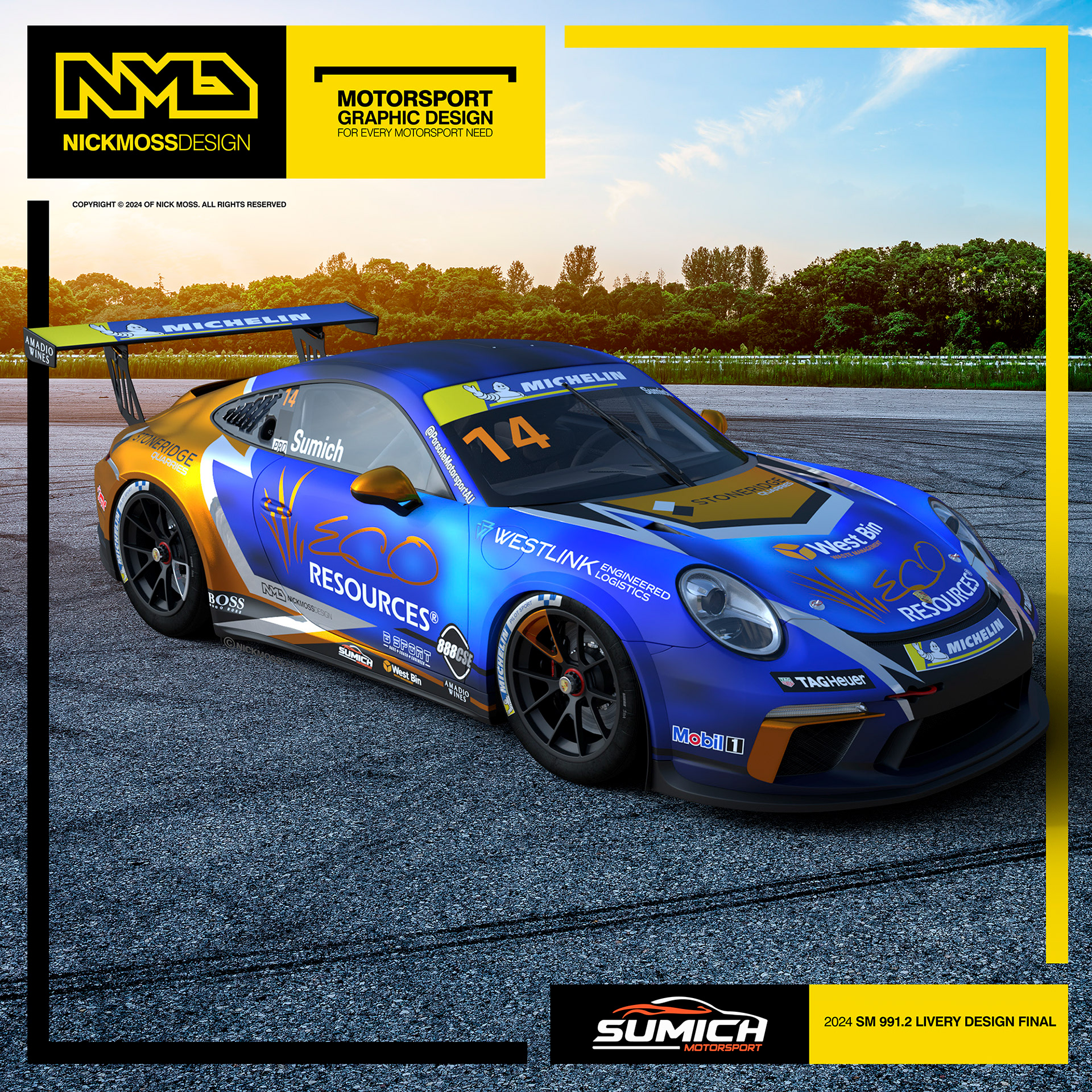 NMD nickmossdesign - 2024 SUMICH MOTORSPORT Porsche Carrera Cup Livery Design
