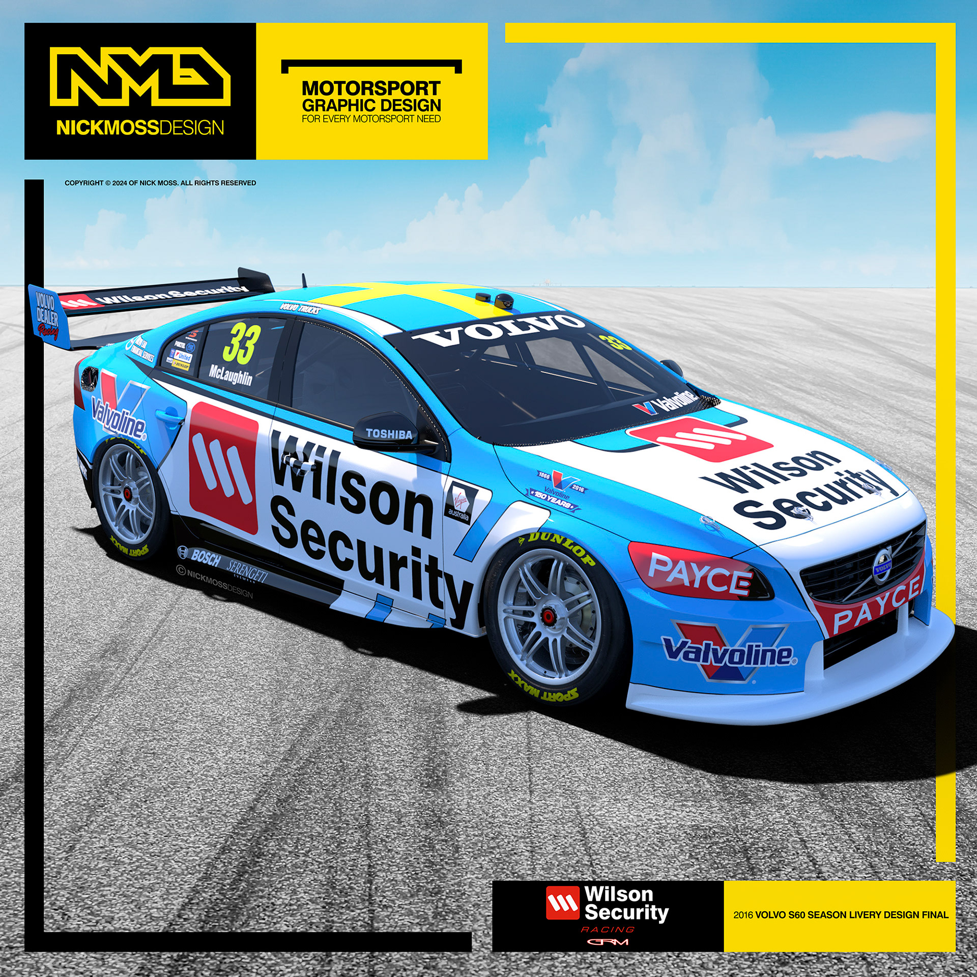 NMD nickmossdesign - 2016 Garry Rogers Motorsport Wilson Security Valvoline S60 Volvo Livery Design
