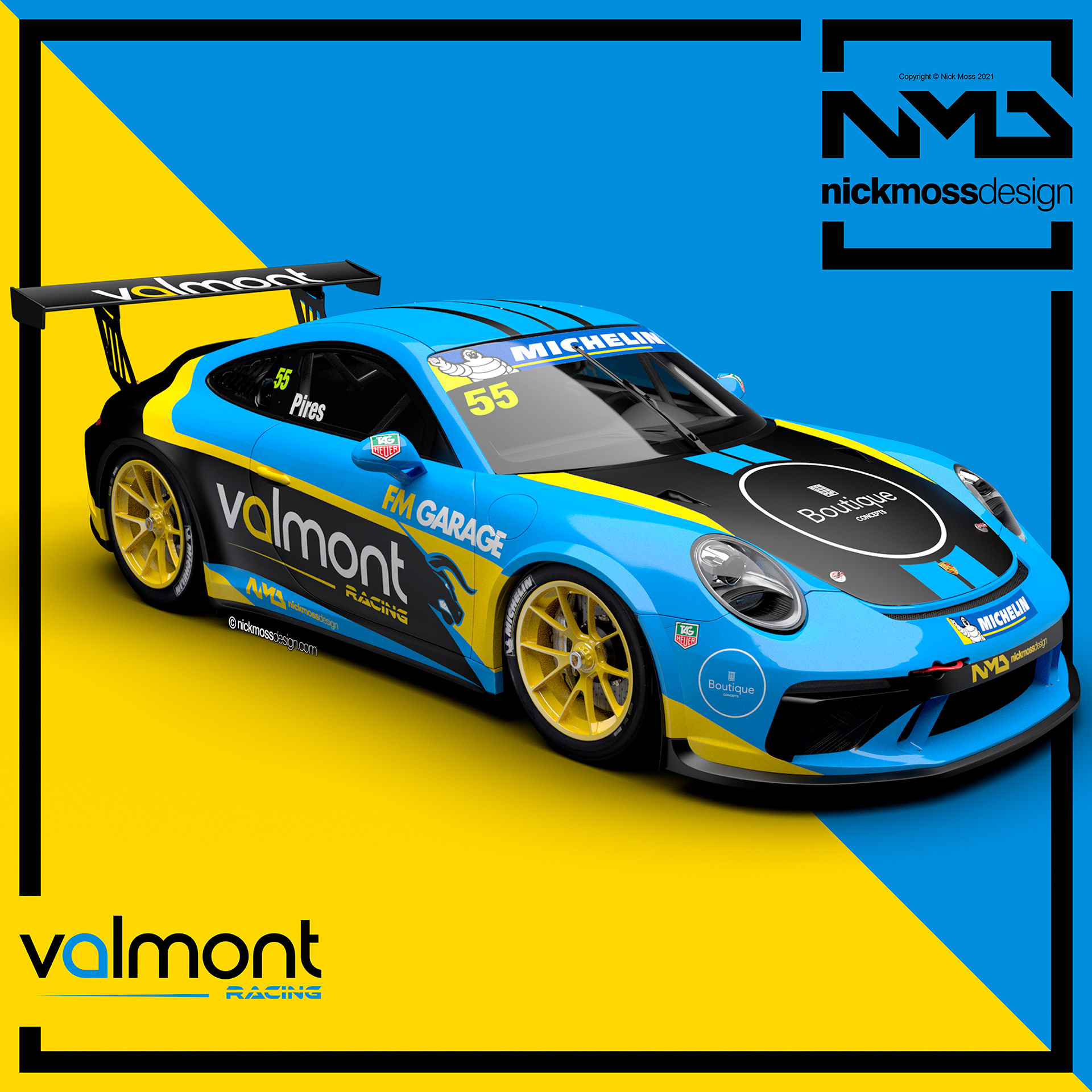 nickmossdesign - 2021 VALMONT RACING PORSCHE CARRERA CUP CHALLENGE LIVERY DESIGN