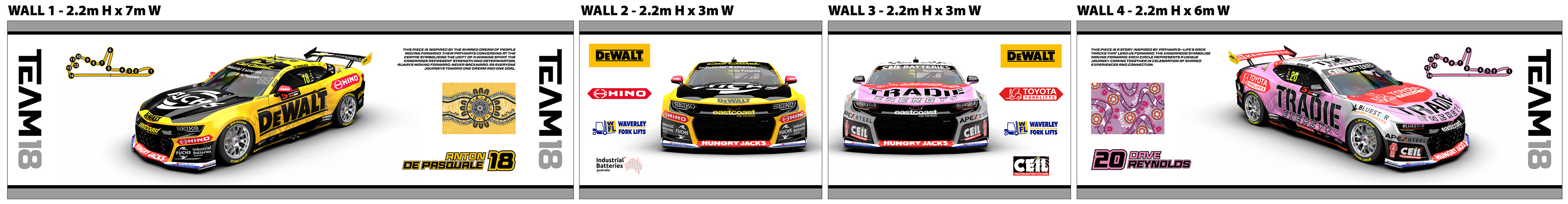 NMD nickmossdesign - 2025 TEAM18 DEWALT & TRADIE ENERGY Supercars Hospitality Suite Design