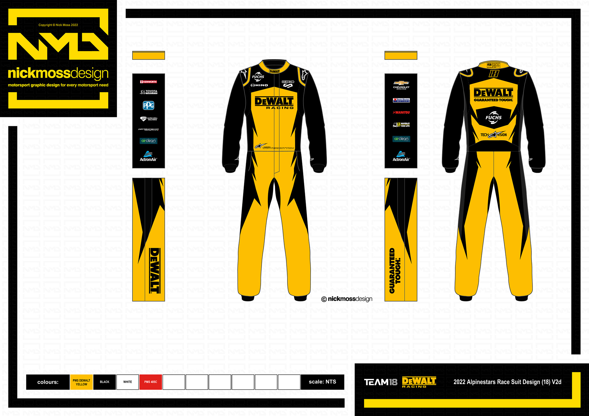 NMD nickmossdesign  - 2023 TEAM18 DEWALT Mark Winterbottom Race Suit Design