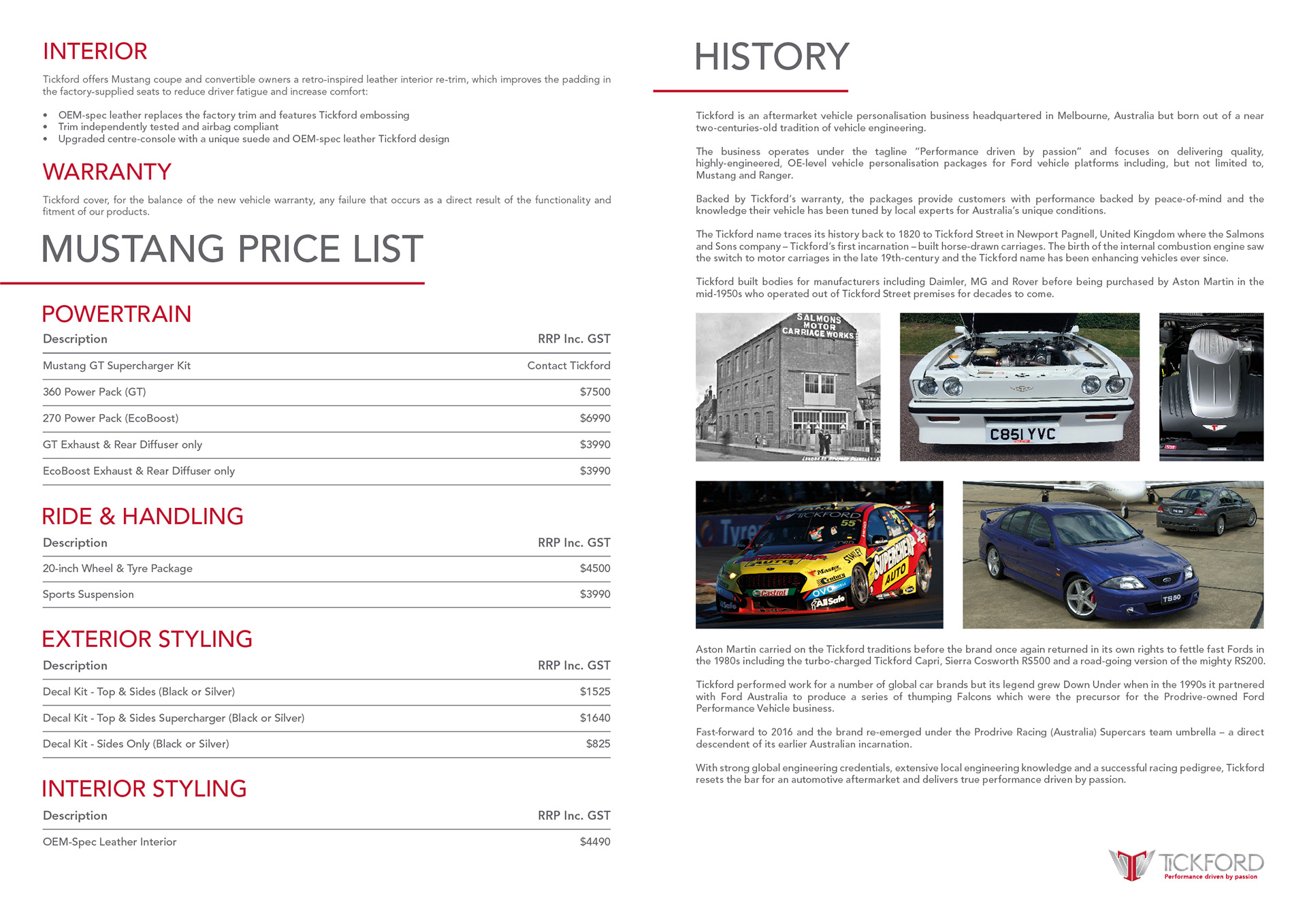 nickmossdesign - TICKFORD Mustang & Ranger Brochure