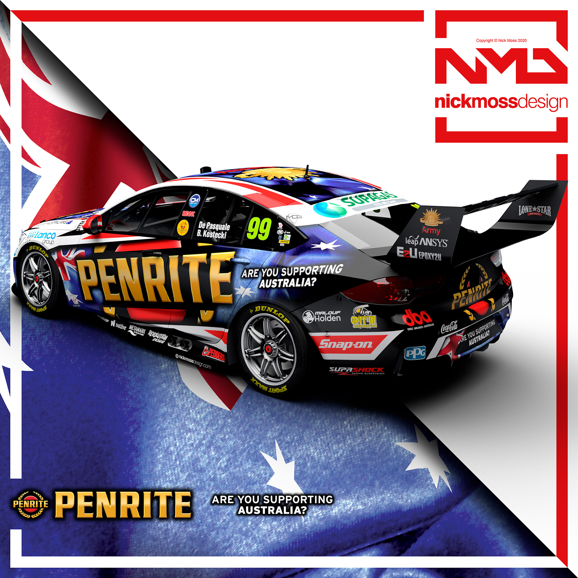 nickmossdesign - 2020 PENRITE RACING "ARE YOU SUPPORTING AUSTRALIA" SUPERCARS LIVERY DESIGN