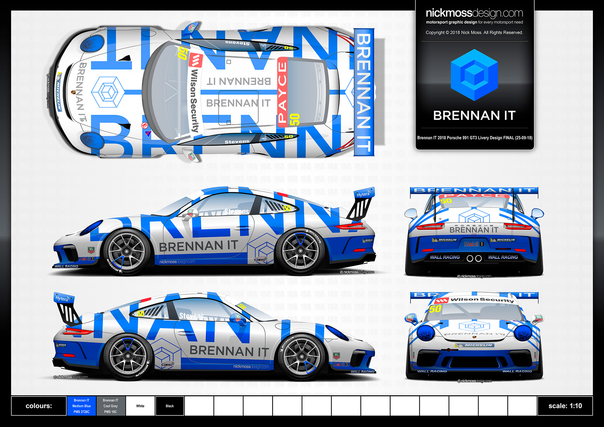nickmossdesign - 2018 WALL RACING BRENNAN IT Porsche Carrera Cup LIVERY DESIGN
