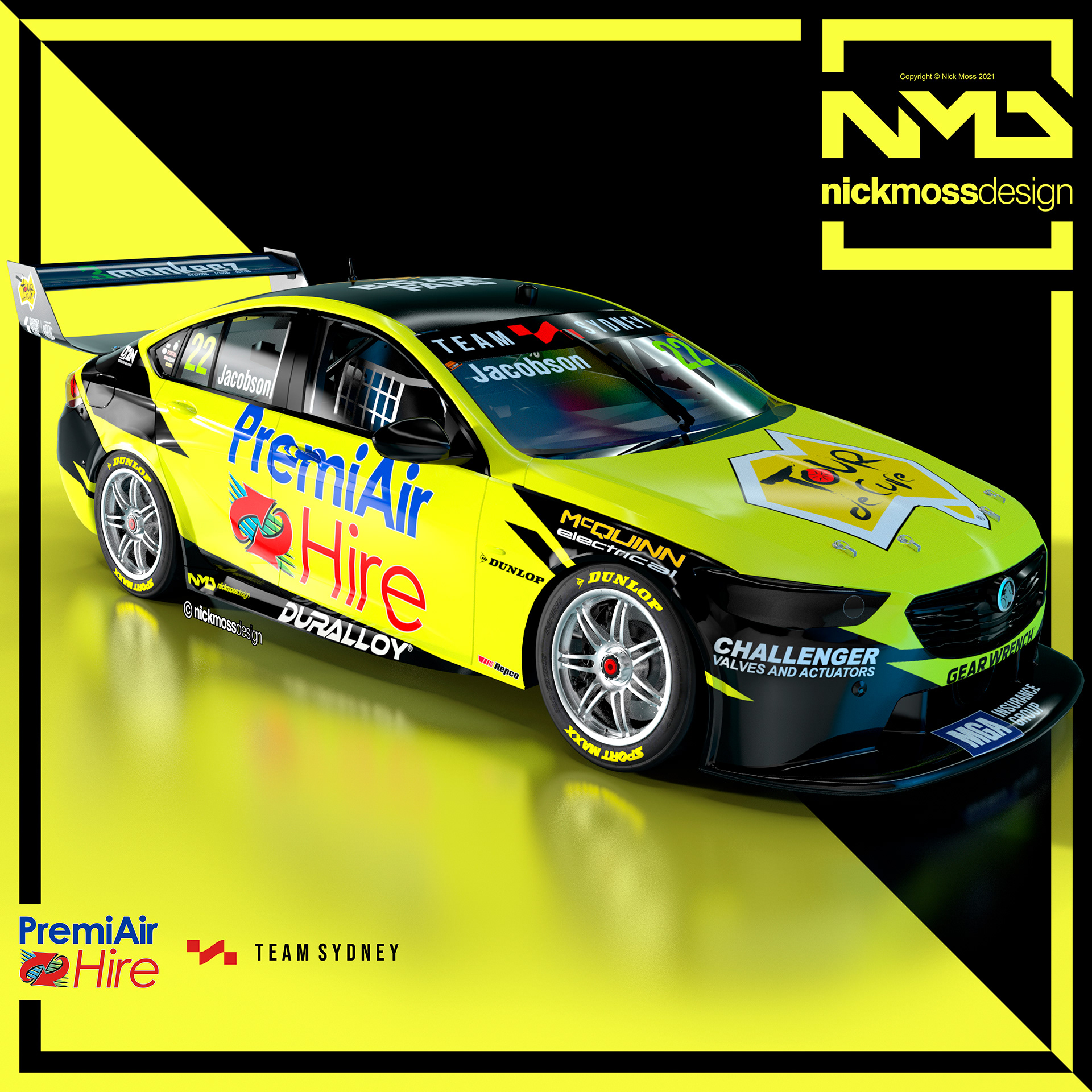 nickmossdesign - 2021 TEAM SYDNEY PremiAir Supercars Livery Design