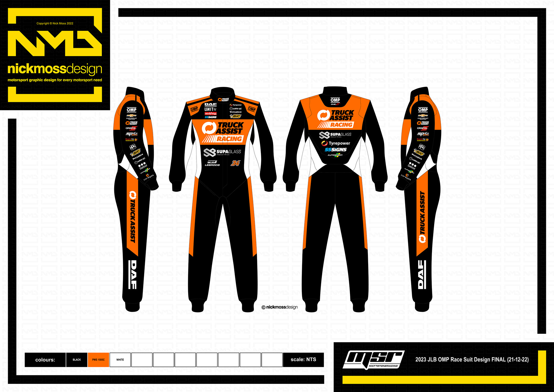 NMD nickmossdesign - 2023 MATT STONE RACING TRUCK ASSIST Race Suit Design