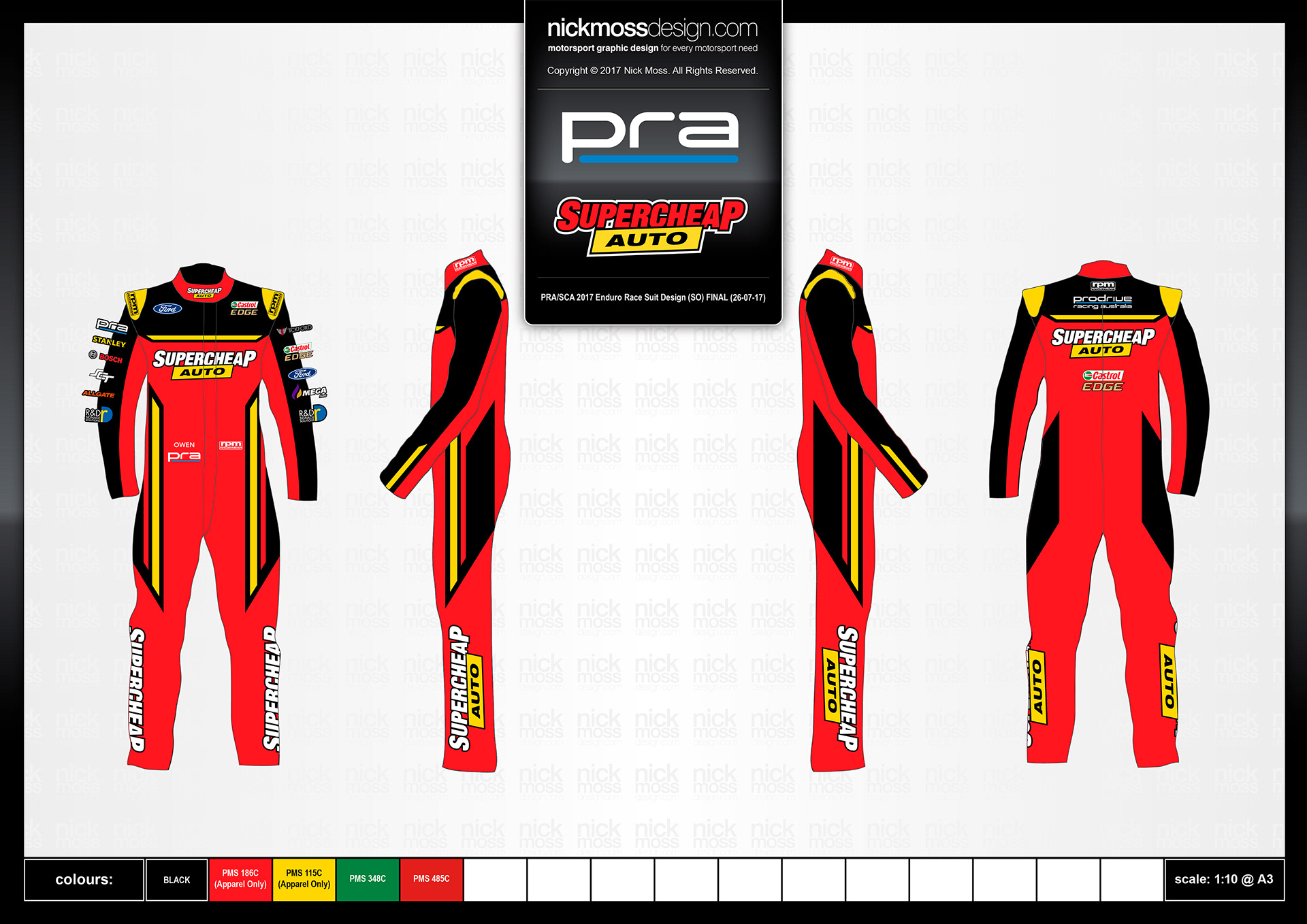 nickmossdesign - 2017 Prodrive Racing Australia (PRA) Supercheap Auto Race Suit Design