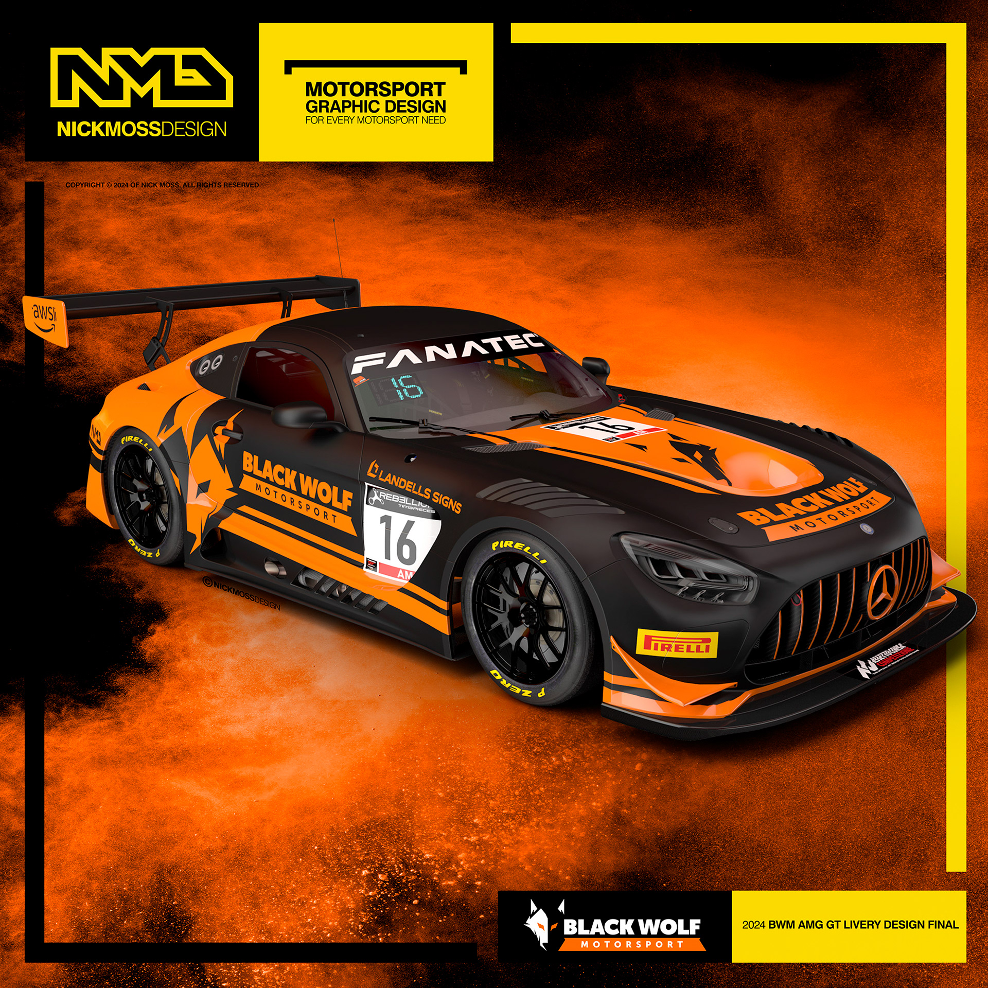 NMD nickmossdesign - 2024 BLACKWOLF MOTORSPORT AMG GT Livery Design