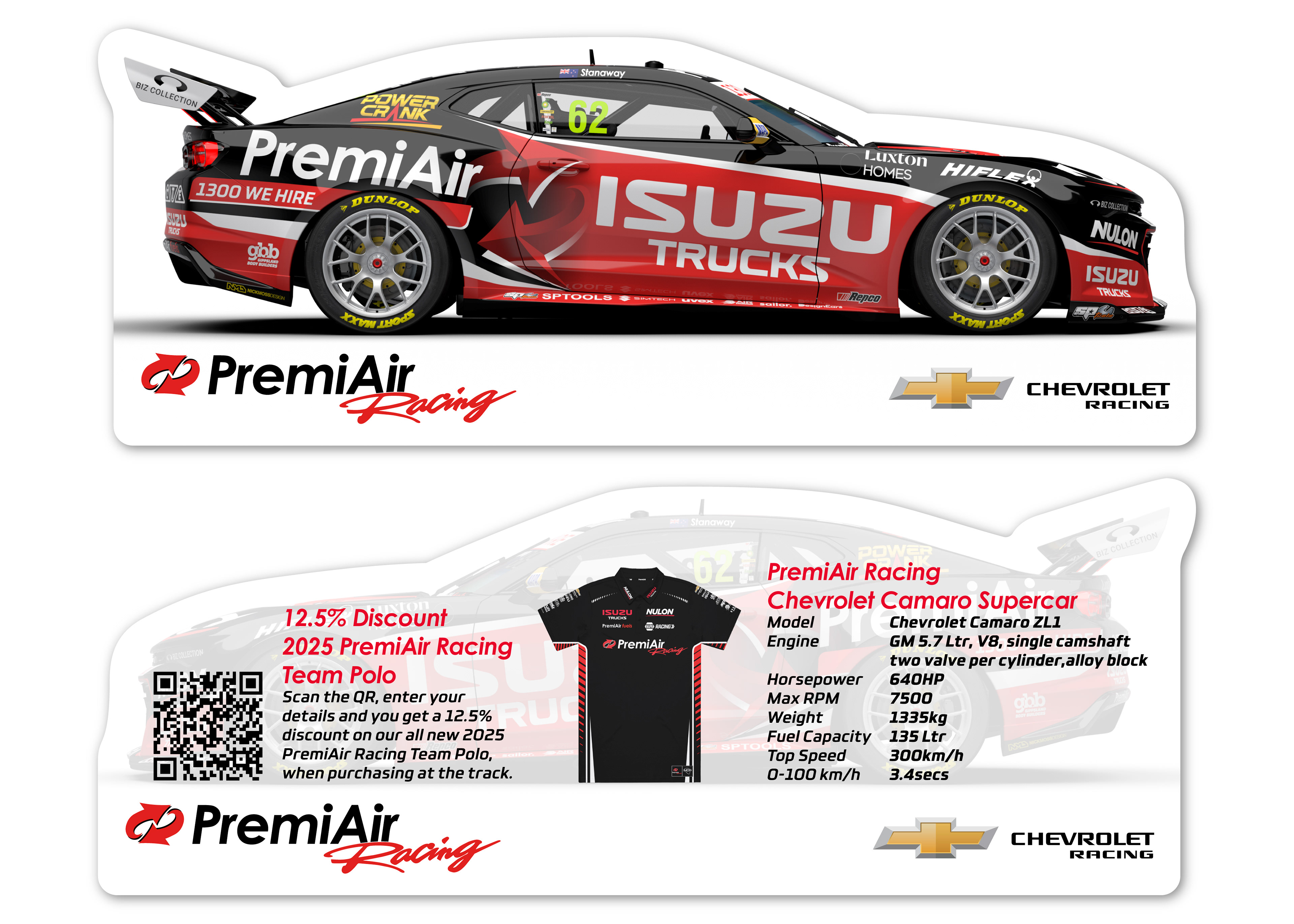 NMD nickmossdesign - 2025 PREMI-AIR RACING GEN3 Supercar Camaro Signing Card Designs