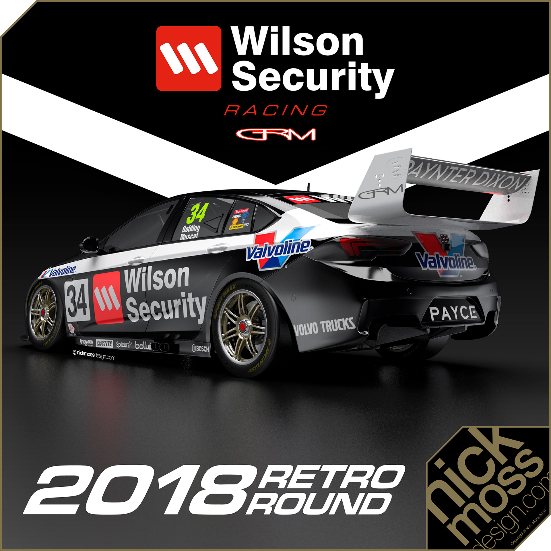 NMD nickmossdesign - 2018 Garry Rogers Motorsport Wilson Security Valvoline ZB Holden Livery Design